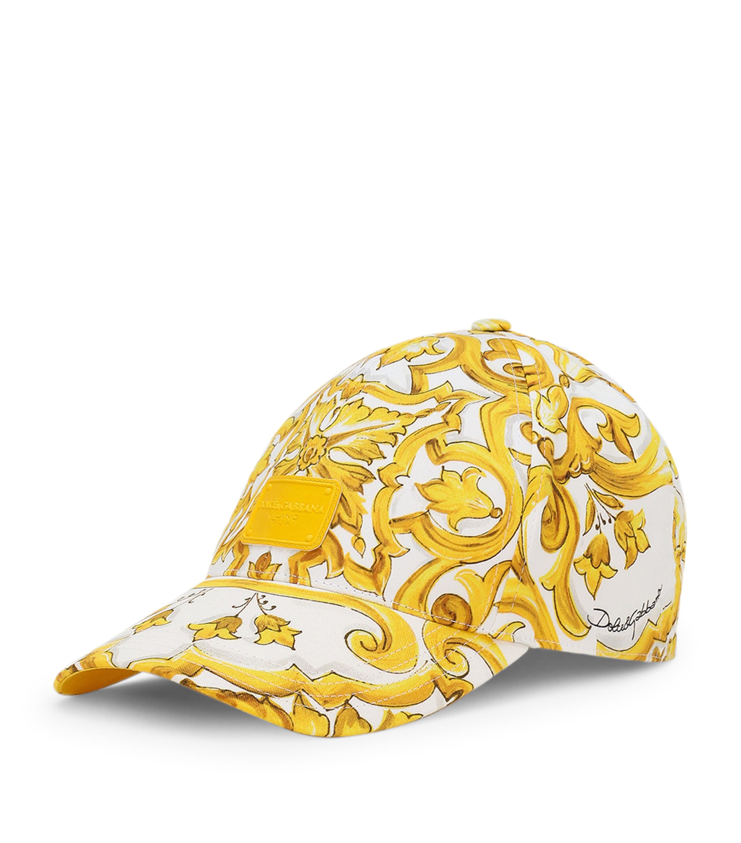 Dolce & Gabbana Drill Baseball Cap Majolica Print In Multicolor