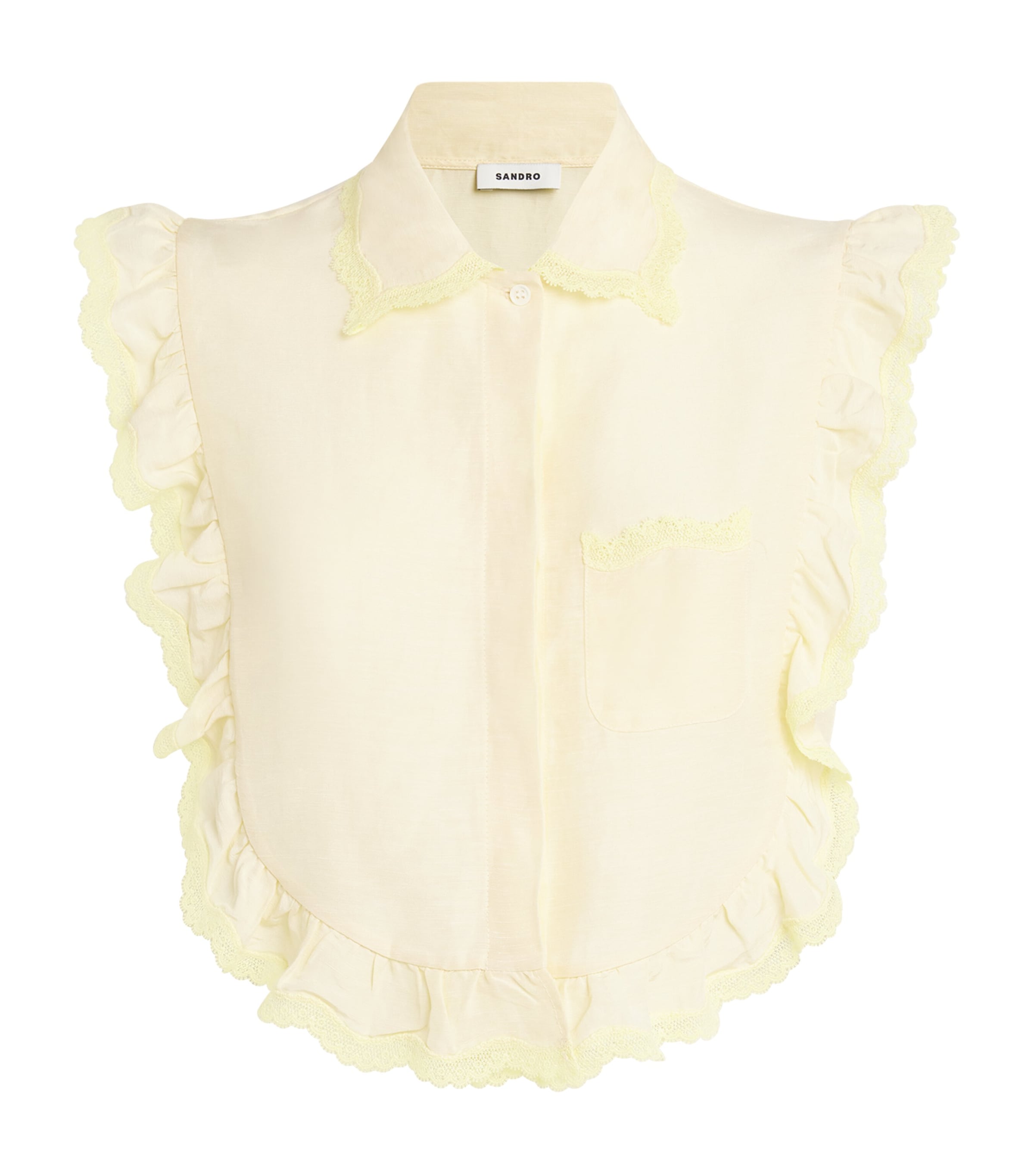 Sandro Ruffle-trim Blouse In Yellow