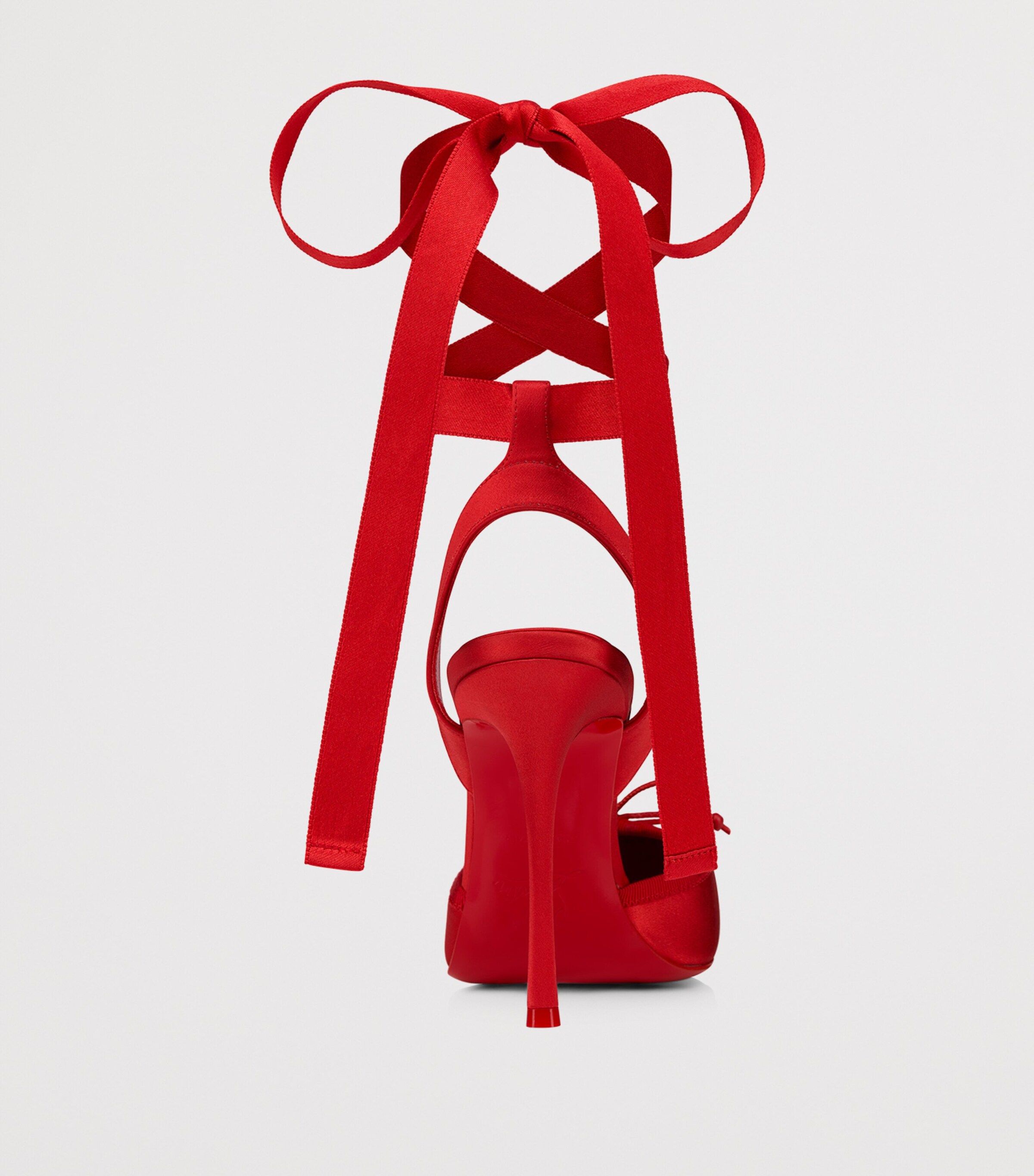 Christian Louboutin Red Cassia Lace-Up Satin Pumps 100 Harrods DK