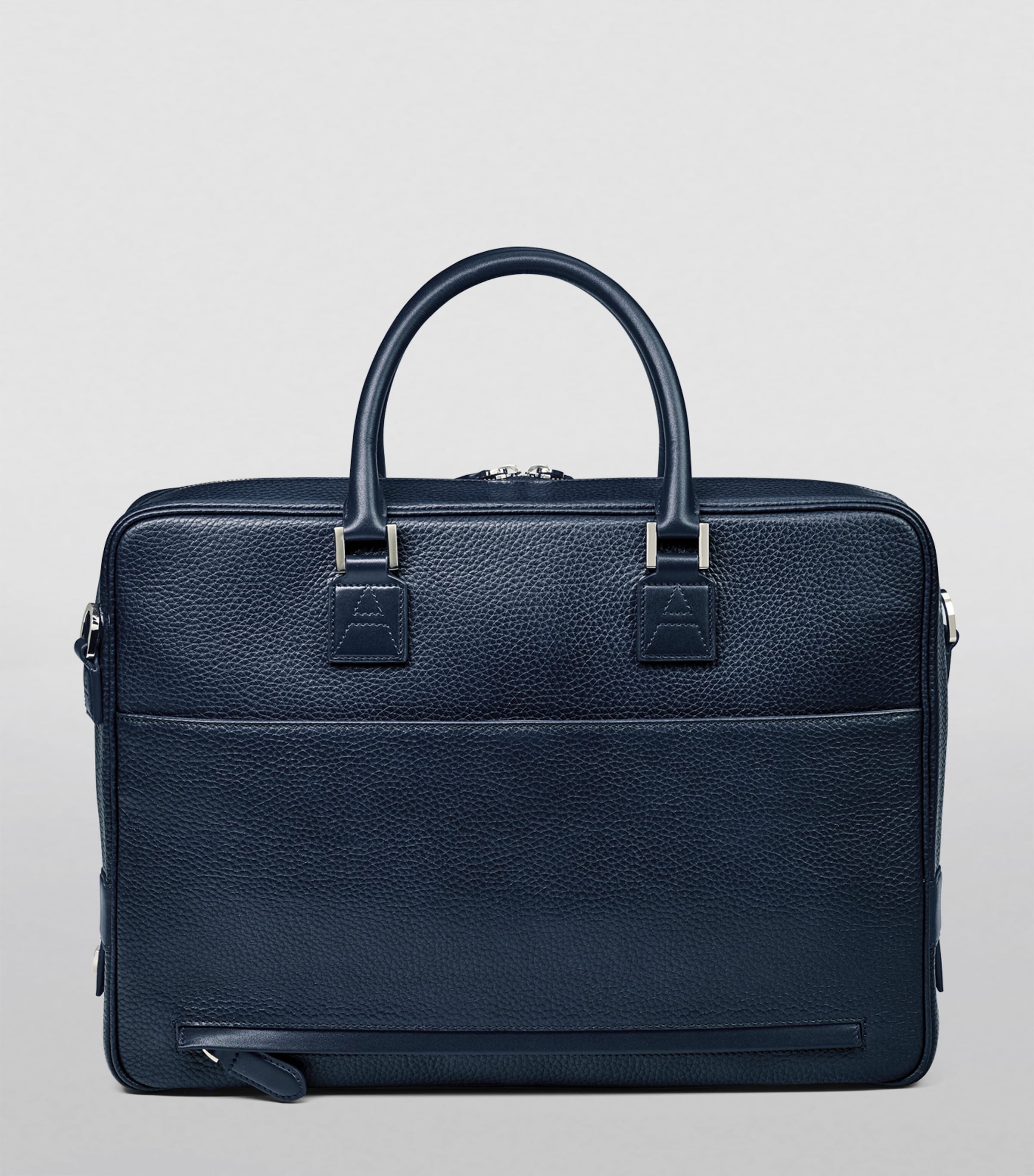 Leather Mount Street Briefcase Bag NAVY Image 3