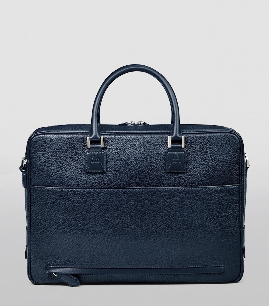 Leather Mount Street Briefcase Bag NAVY Image 3