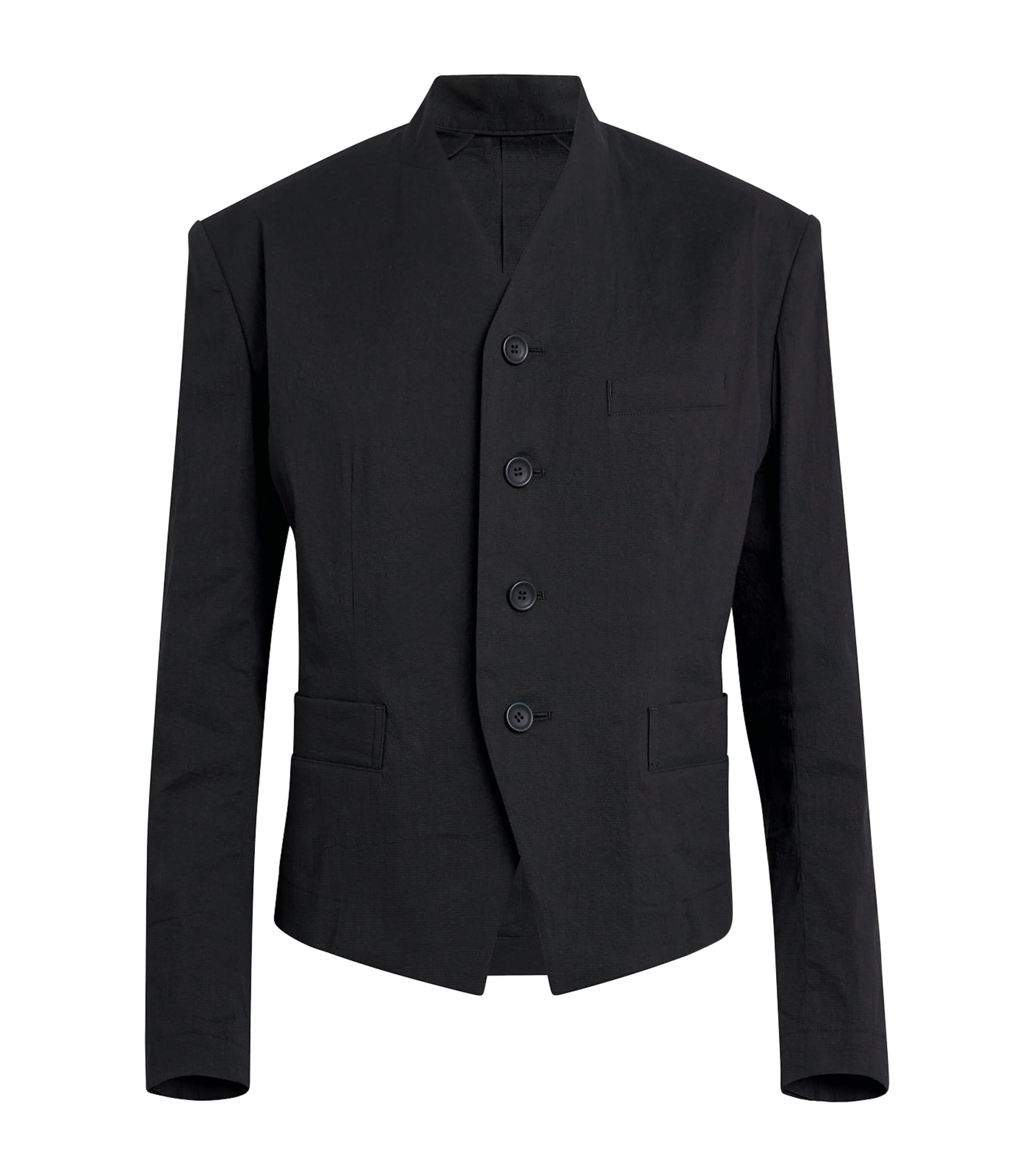 Issey Miyake Womens Washi Ensemble V-neck Woven Jacket Black In Black