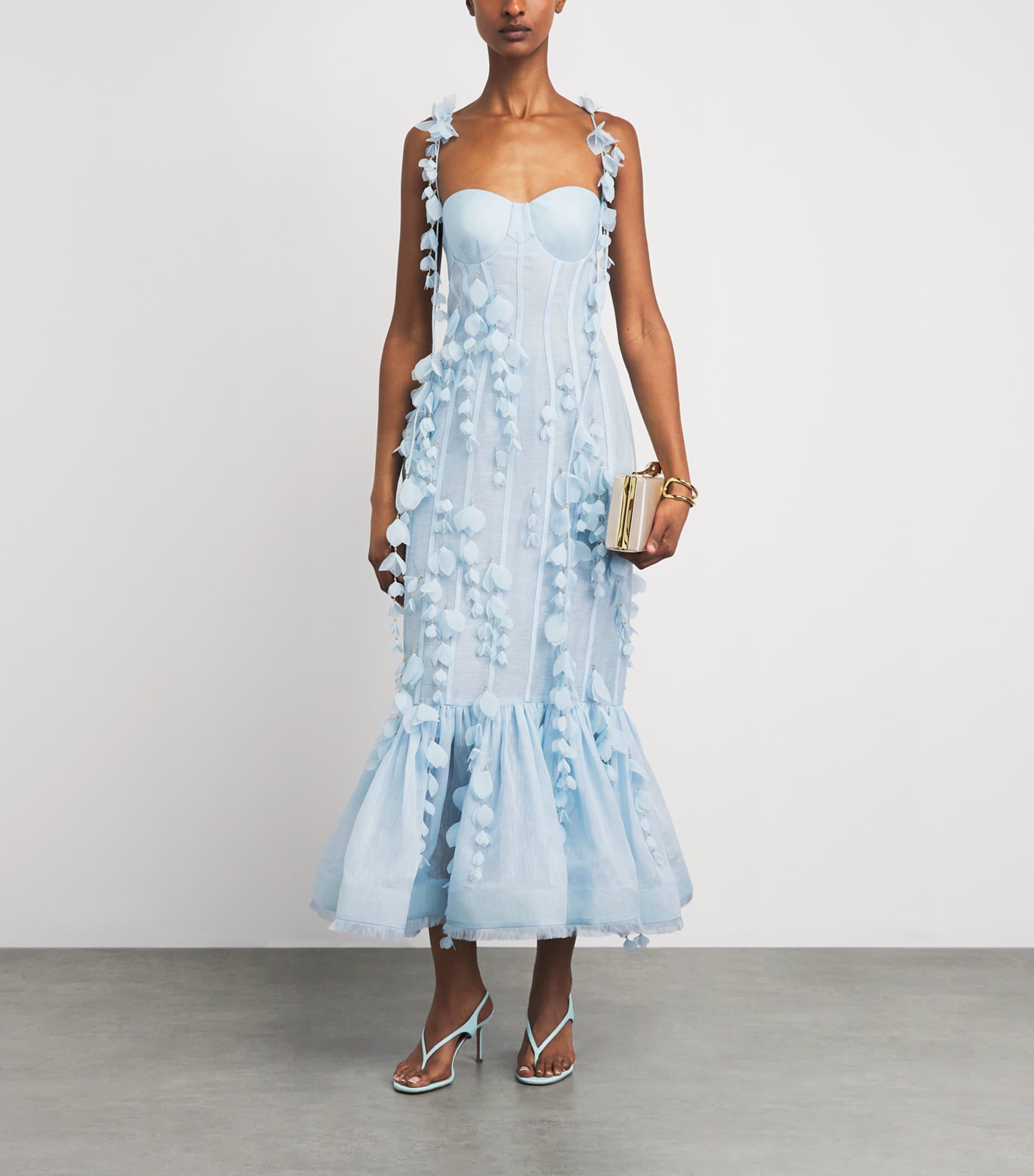 Zimmermann Womens Linen-Silk Petal Midi Dress Mint Image 2