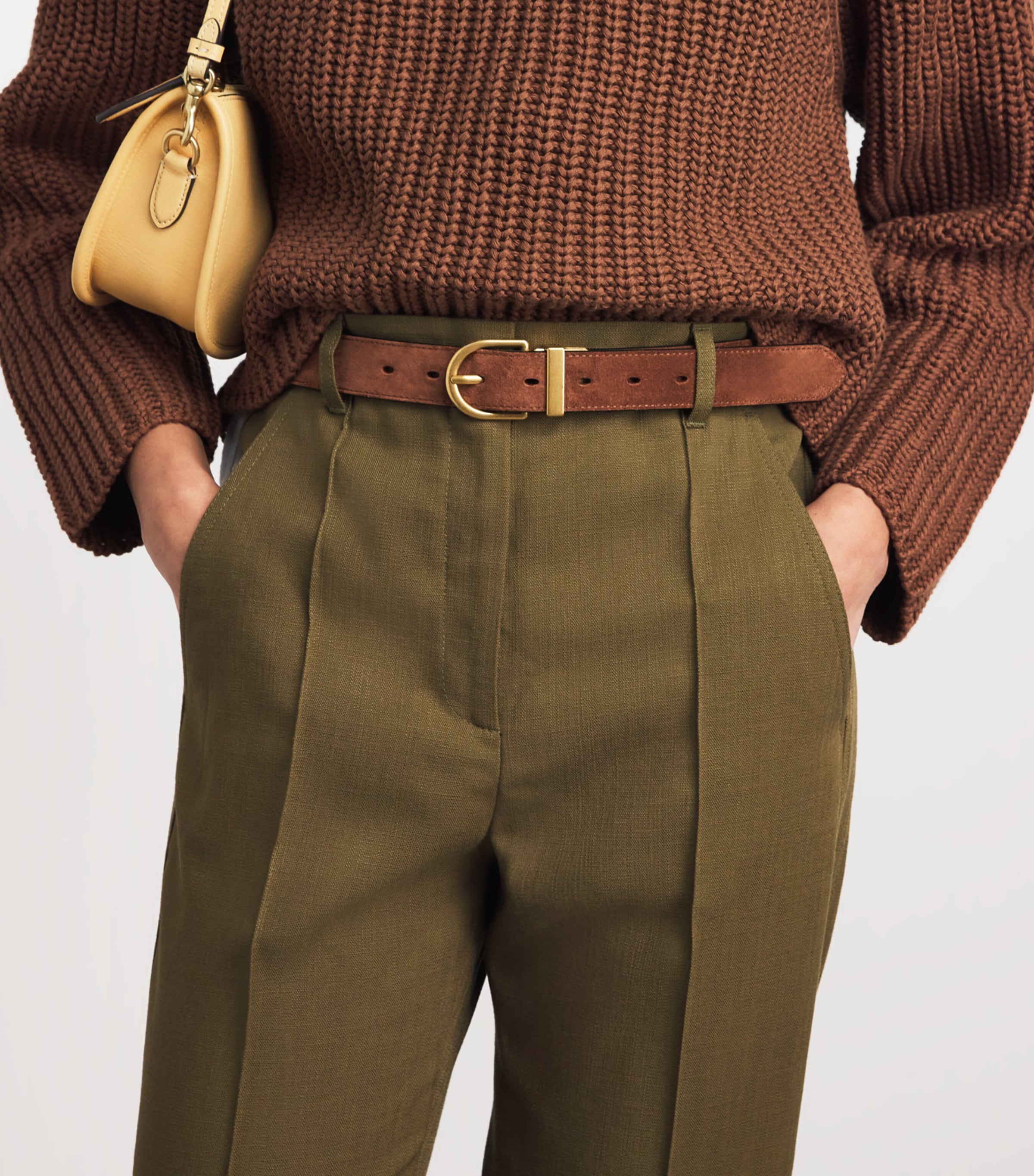 ME+EM Leather Round-Buckle Reversible Belt Chestnut/black Image 2