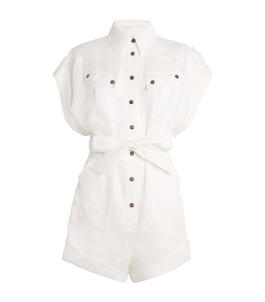 Linen Cuffed Rhiannon Playsuit IVO/IVORY Image 1