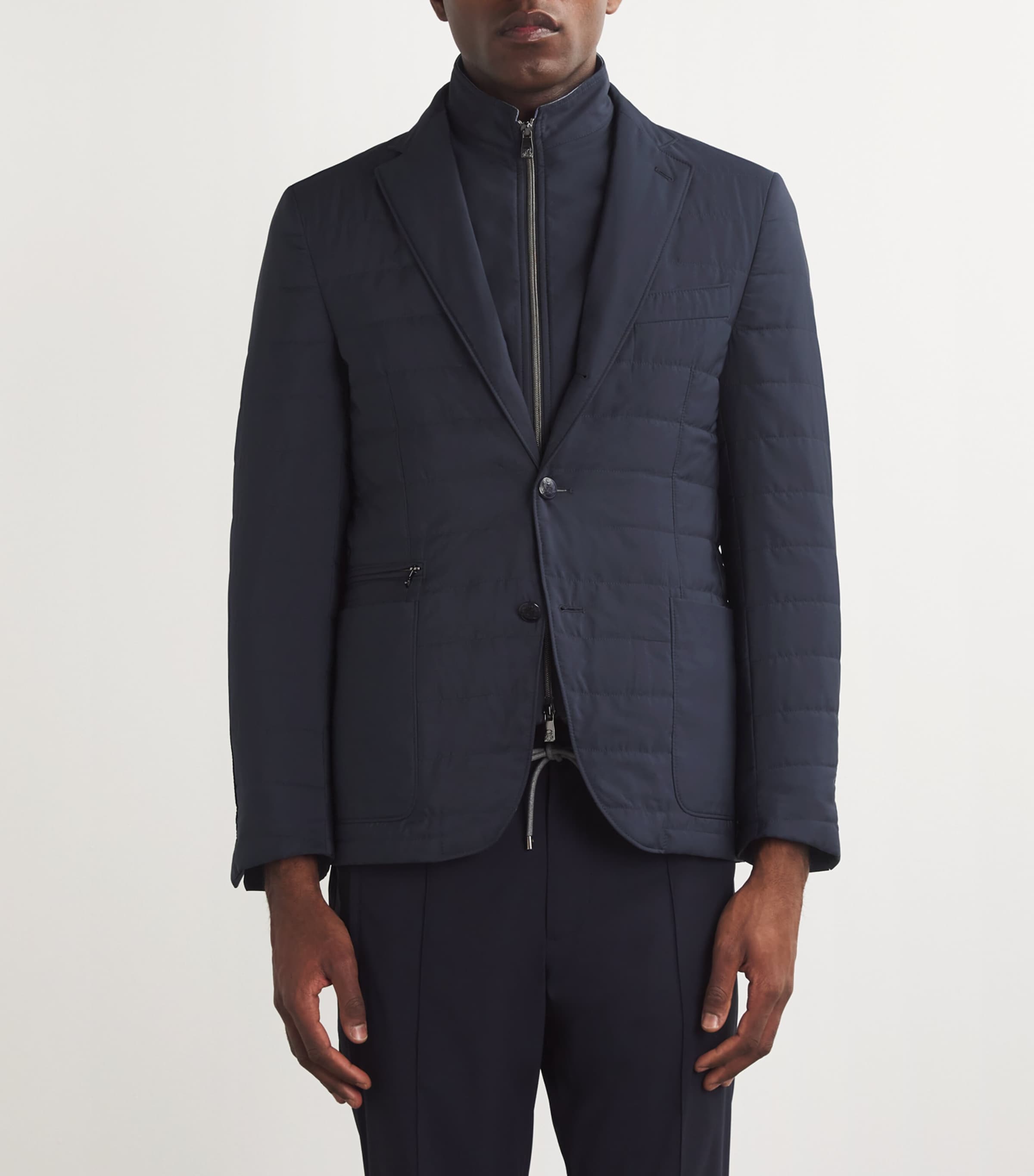 Technical Quilted Blazer 001 NAVY BLUE Image 3