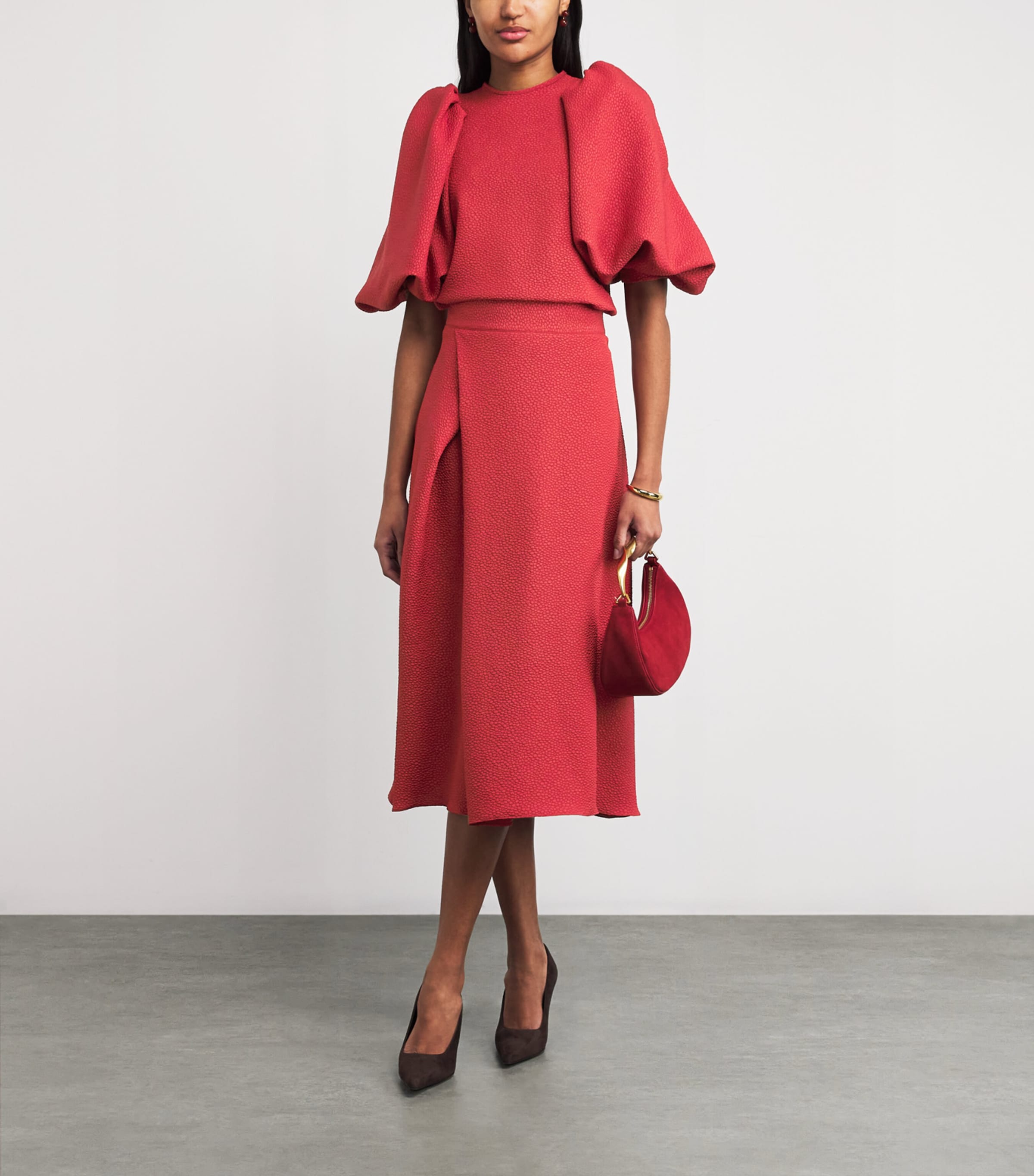 Jacquard Plait Midi Skirt CARMINE Image 2