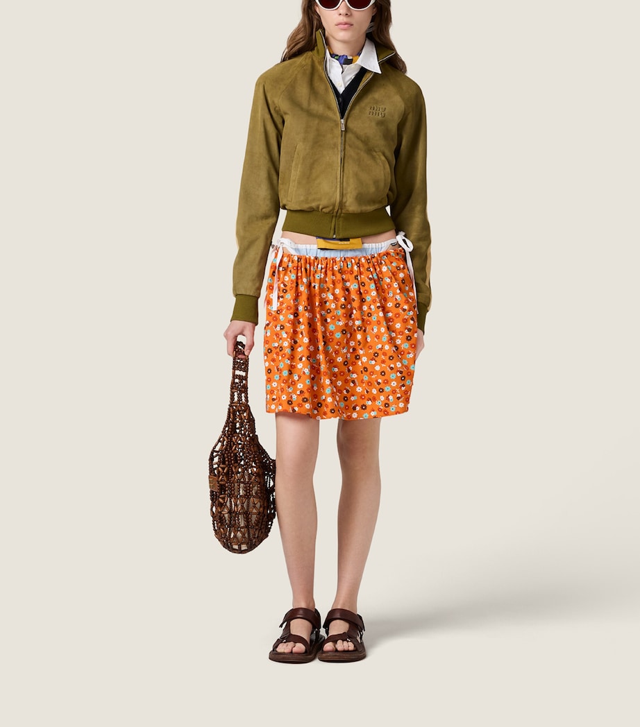 Miu Miu Womens Cotton Floral Mini Skirt Orange Image 2