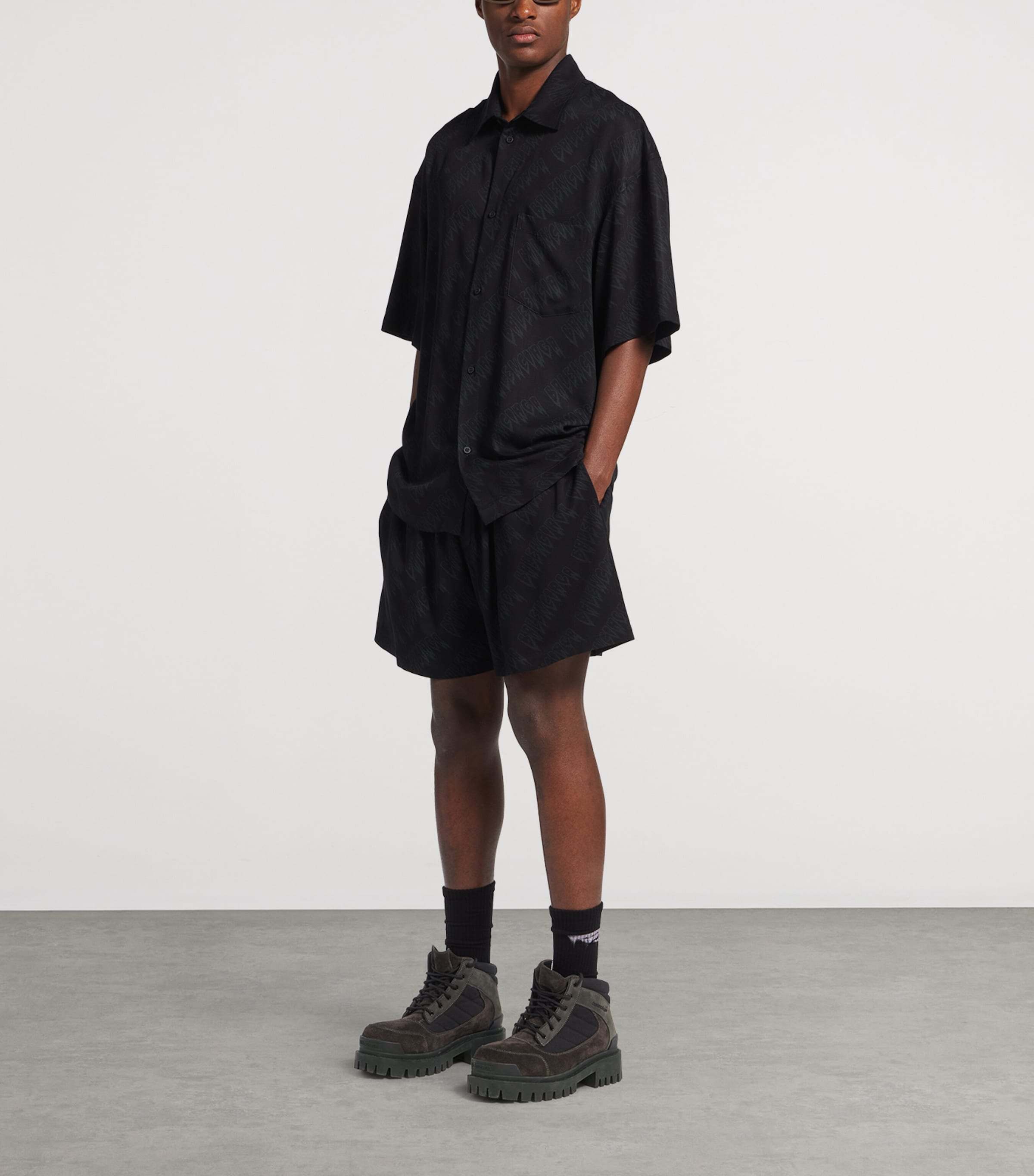 Balenciaga Leather-Cotton Combat Strike Ankle Boots Image 2