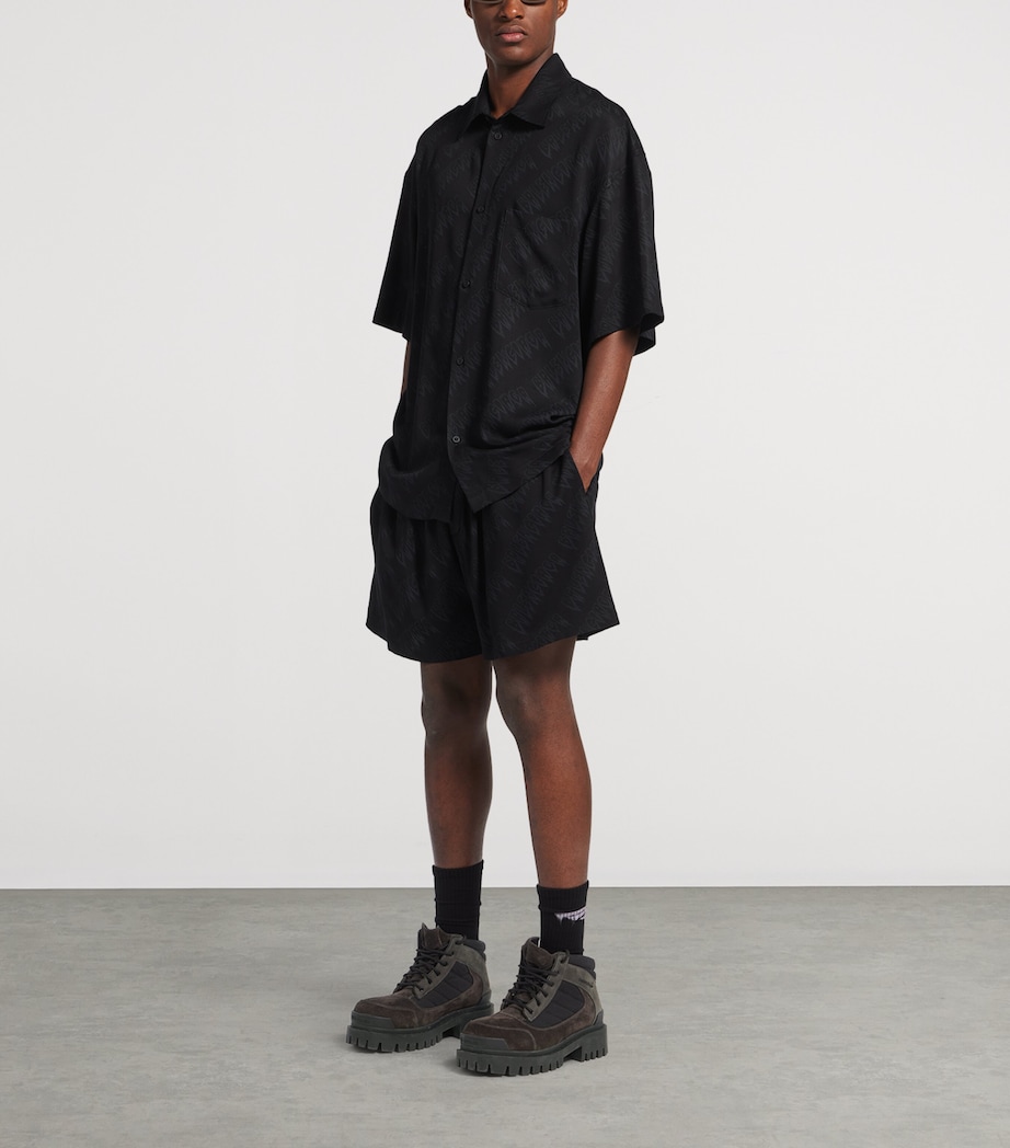 Balenciaga Leather-Cotton Combat Strike Ankle Boots Image 2