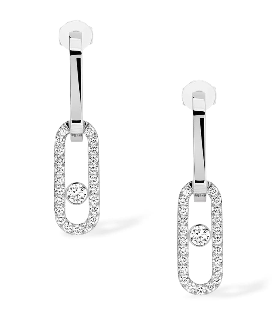 White Gold and Diamond Move Link Earrings WHITE GOLD Image 1