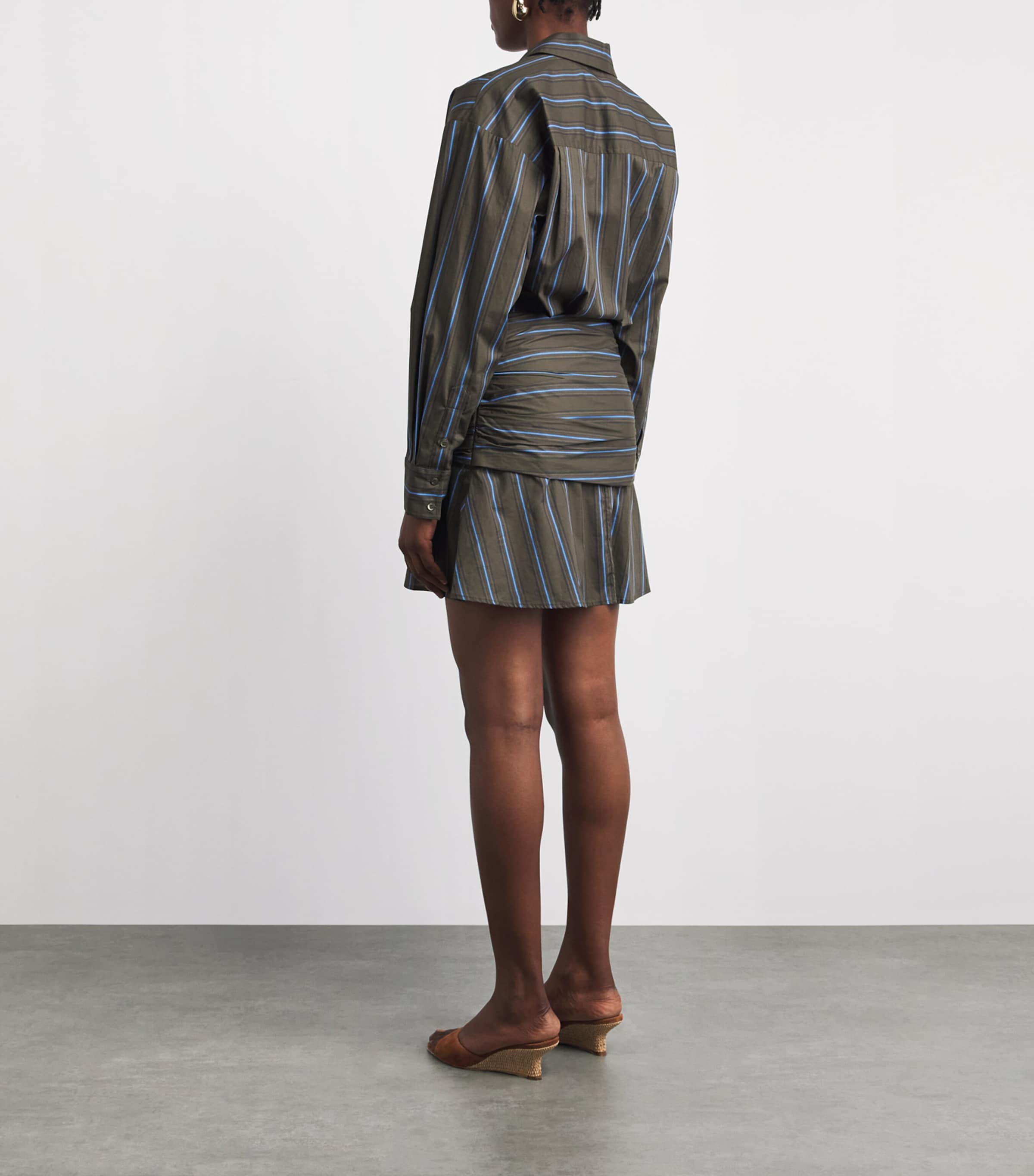 STAUD Womens Stretch-Poplin Stripe Indya Mini Dress Hnst Huntngtn Stripe Image 4