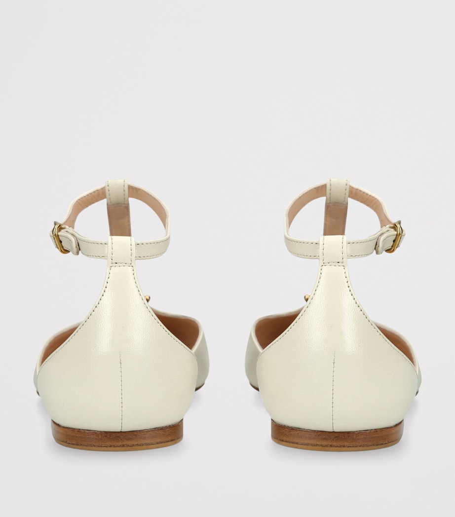 Embellished Celeste T-Bar Flats WHITE Image 2