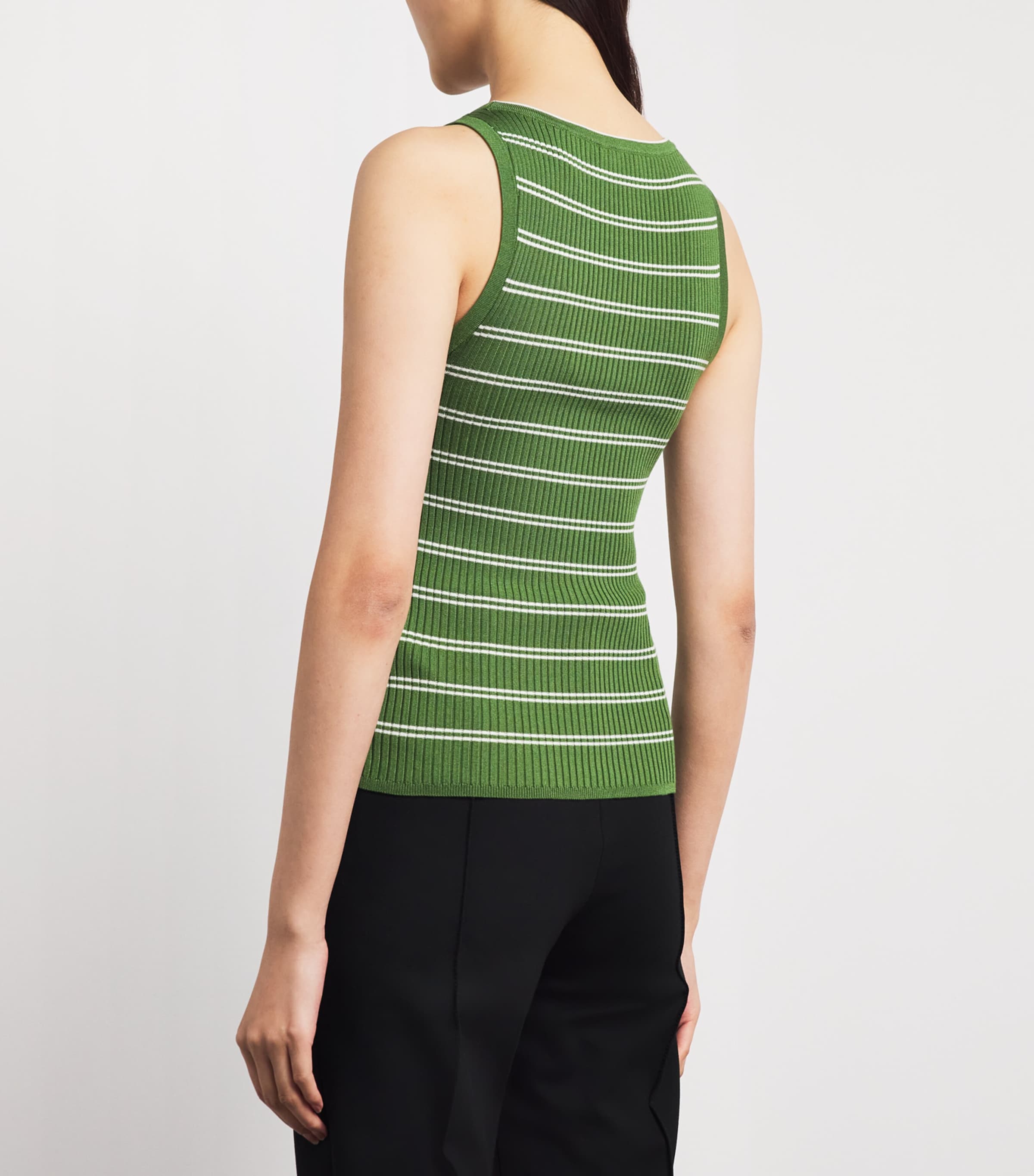 Sandro Paris Womens Stretch-Jersey Tank Top Green / Ecru Image 5