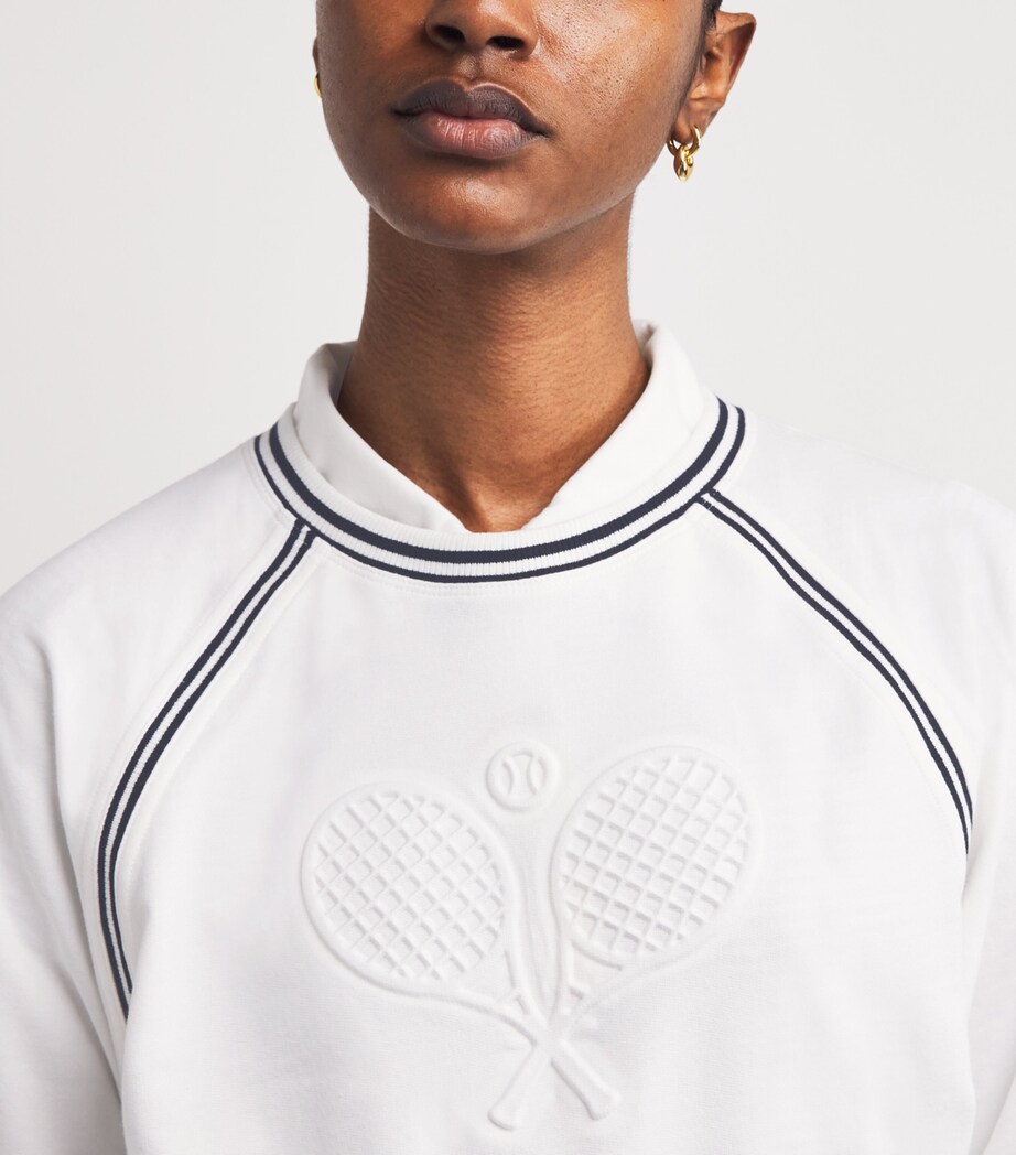 Stretch-Cotton Tennis Sweatshirt WHITE Image 6