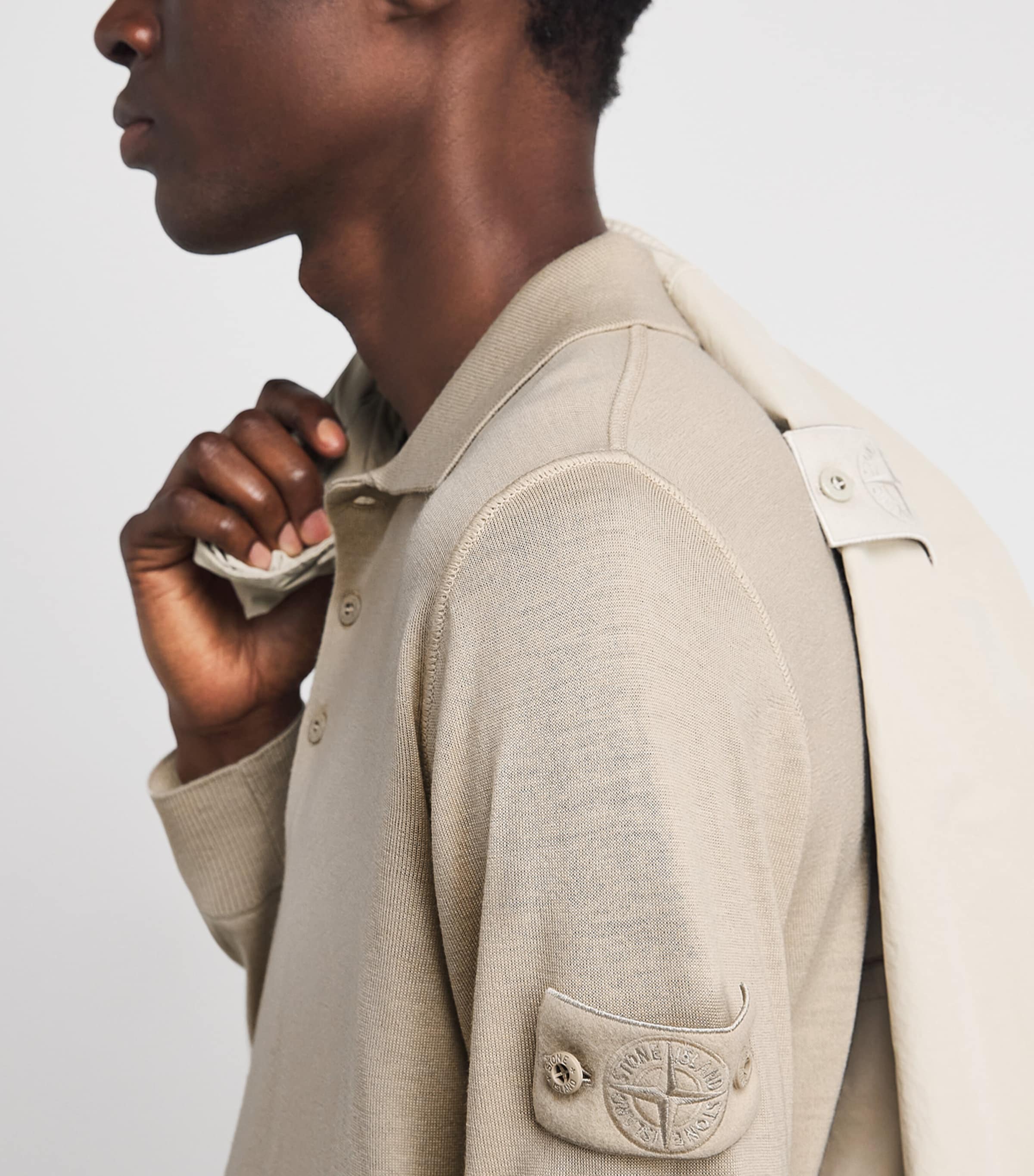 Stone Island Mens Virgin Wool Ghost Polo Sweater Image 3
