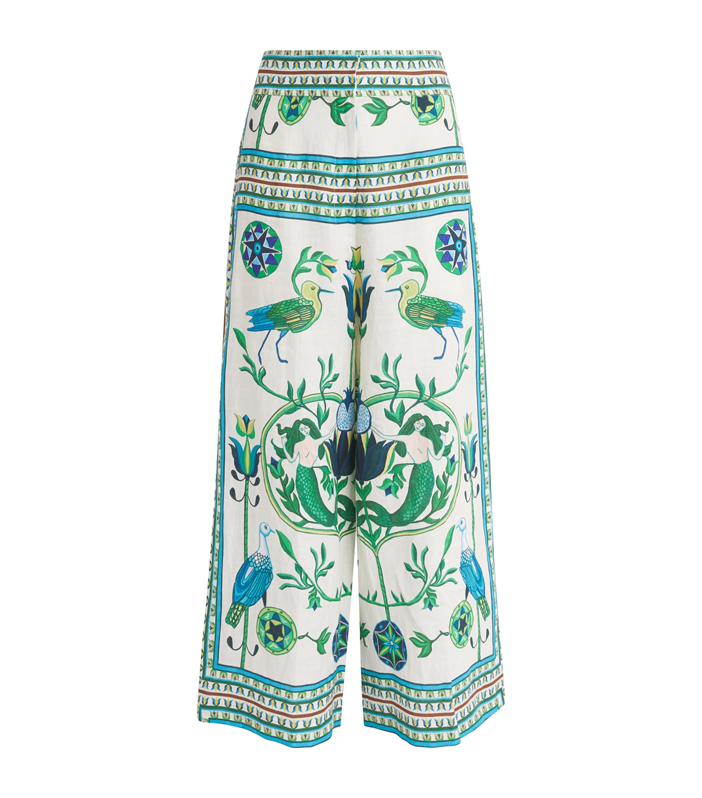 Lug Von Siga Maria Wide Leg Pants In Off White Multi