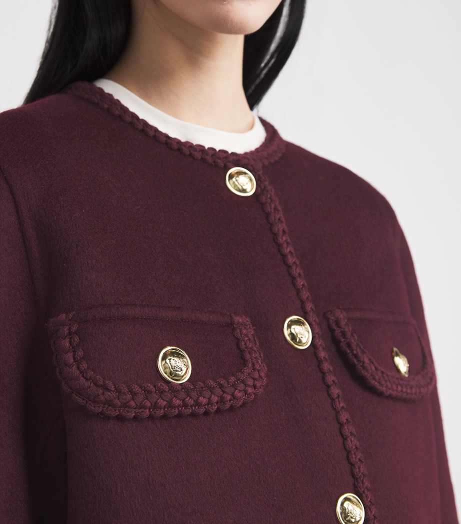 Wool-Blend Braid-Trim Jacket BORDEAUX Image 6