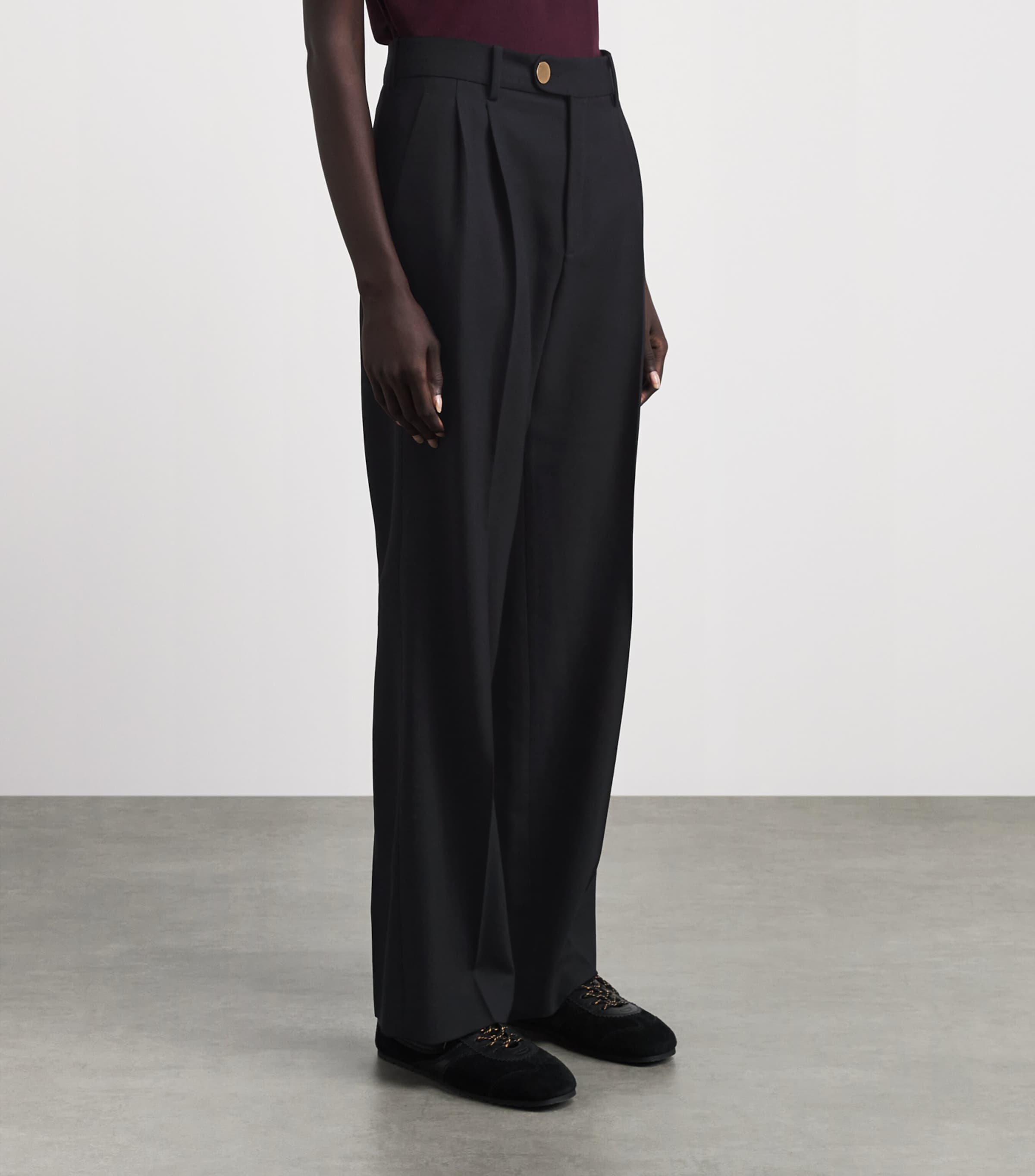 Sandro Paris Womens Wool Pleated Trousers Black Image 4