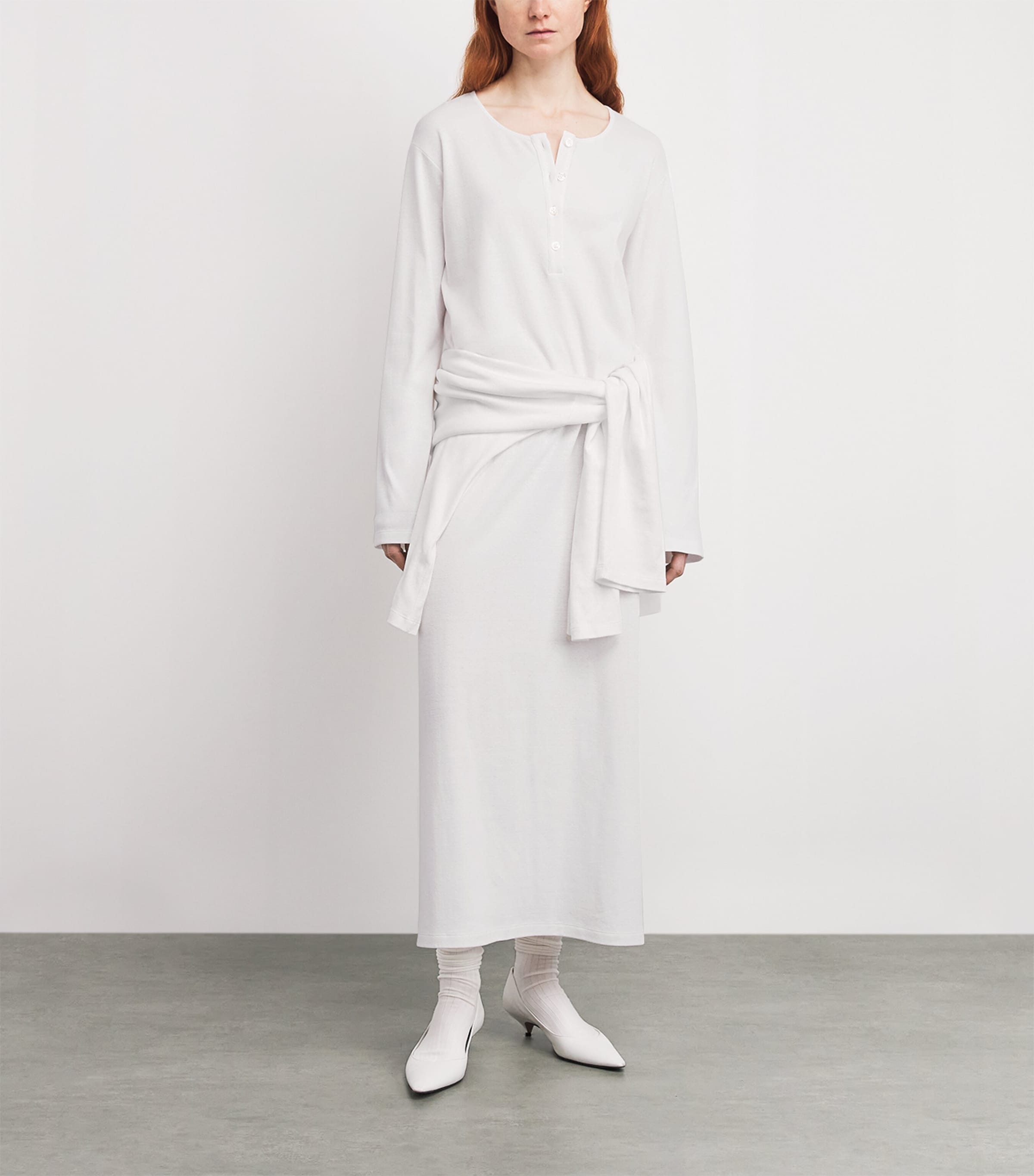 The Row Womens Latoya Cotton Midi Dress White Image 2