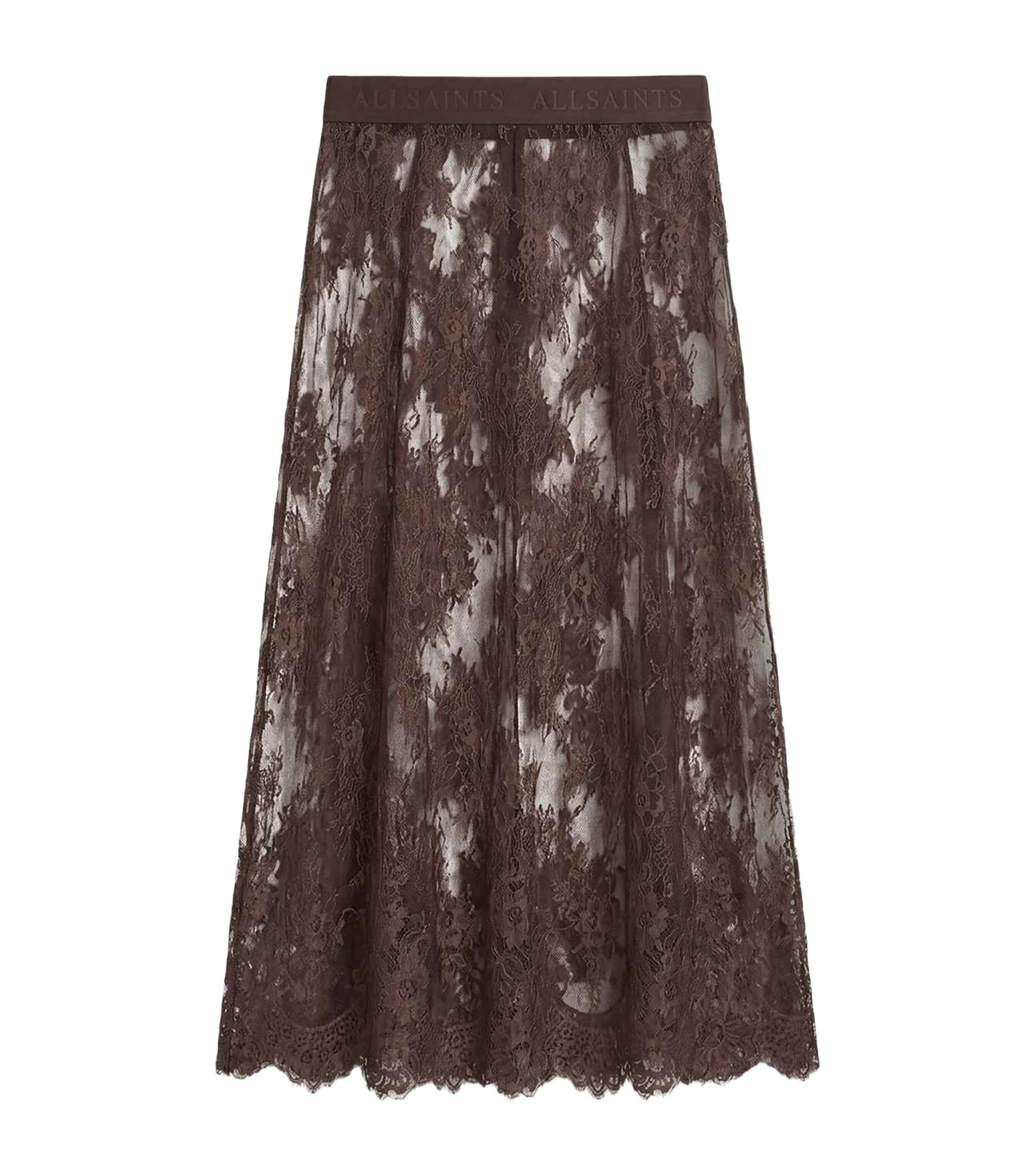 Allsaints Lace Arran Maxi Skirt In Brown