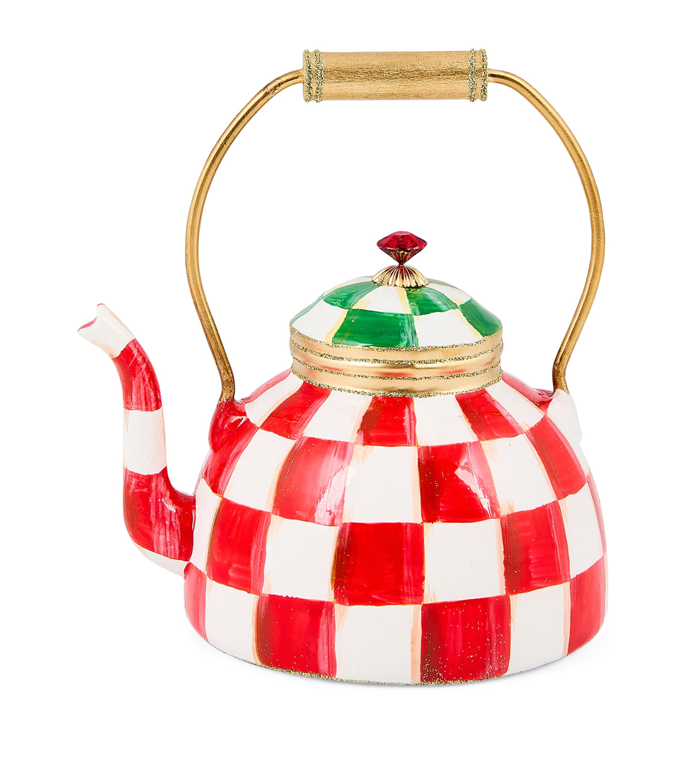 MacKenzie-Childs Glass Check It Out Tea Kettle Ornament | Christmas | Decorations | Ornaments | Designers | Mackenzie Childs