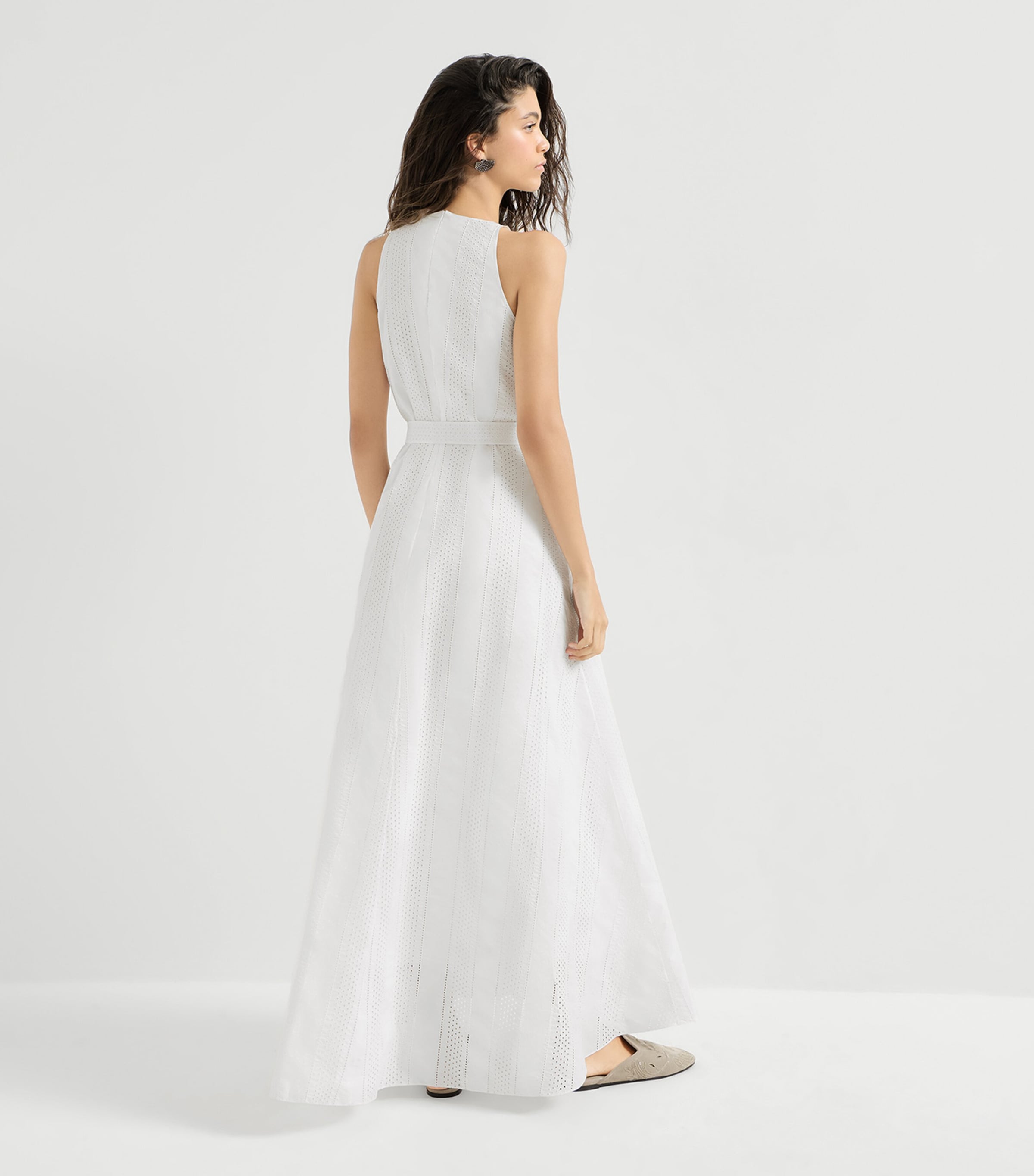 Brunello Cucinelli Womens Techno Cotton Broderie Anglaise Maxi Dress Image 5