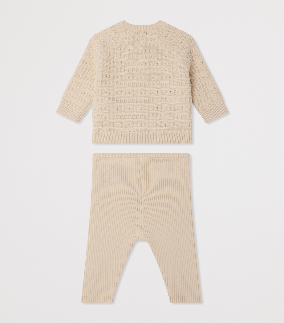 Cotton Cardigan and Trousers Set (1-18 Months) ECRU Image 2