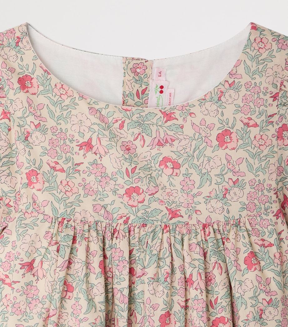 Bonpoint Cotton Floral Lysiane Dress (10-14 Years) Fl Framboise Image 3