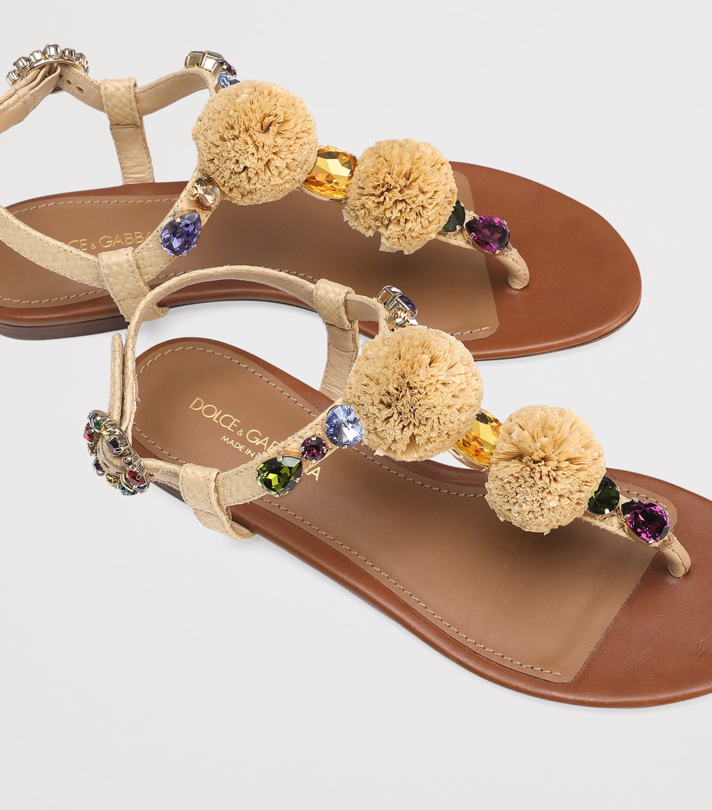 Crochet-Embellished Sandals 8N084-NATURAL/MULTI Image 4