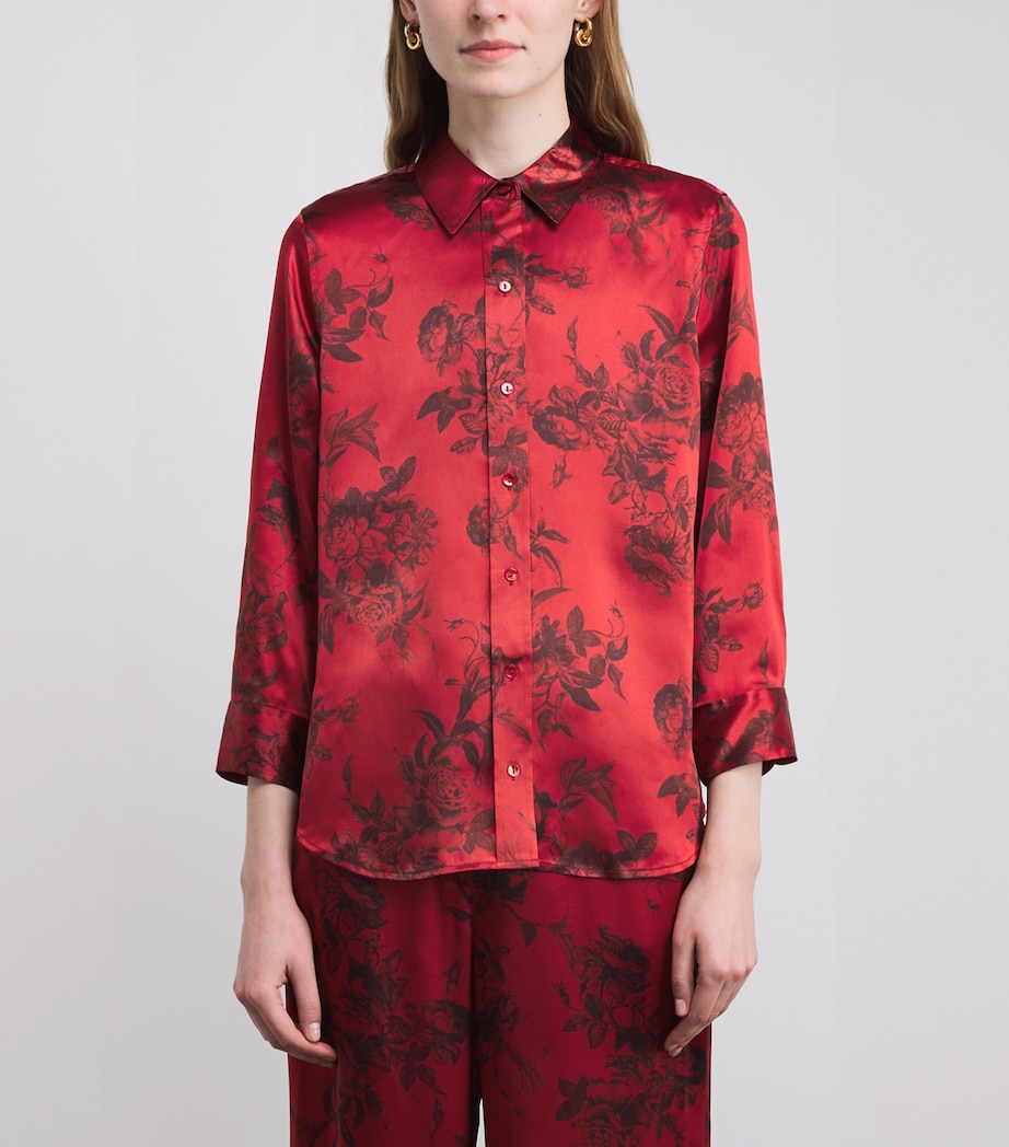 Silk Rose Print Dani Shirt BRGNDY PNTRFLY FLR Image 3
