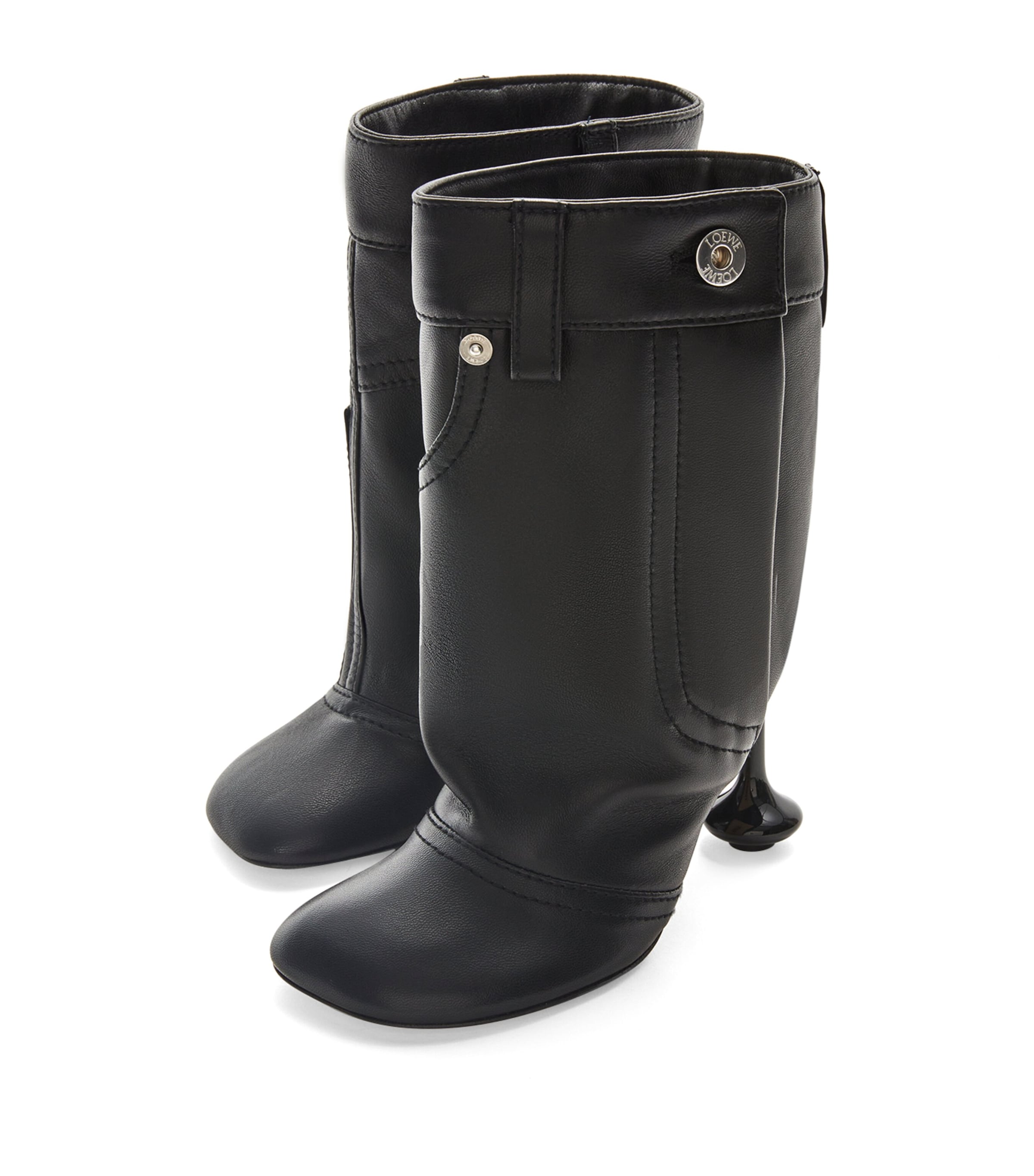 Leather Toy Ankle Boots 90 BLACK Image 3