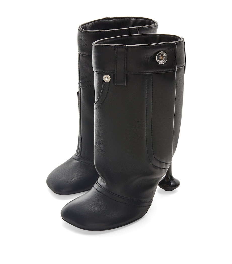 Leather Toy Ankle Boots 90 BLACK Image 3