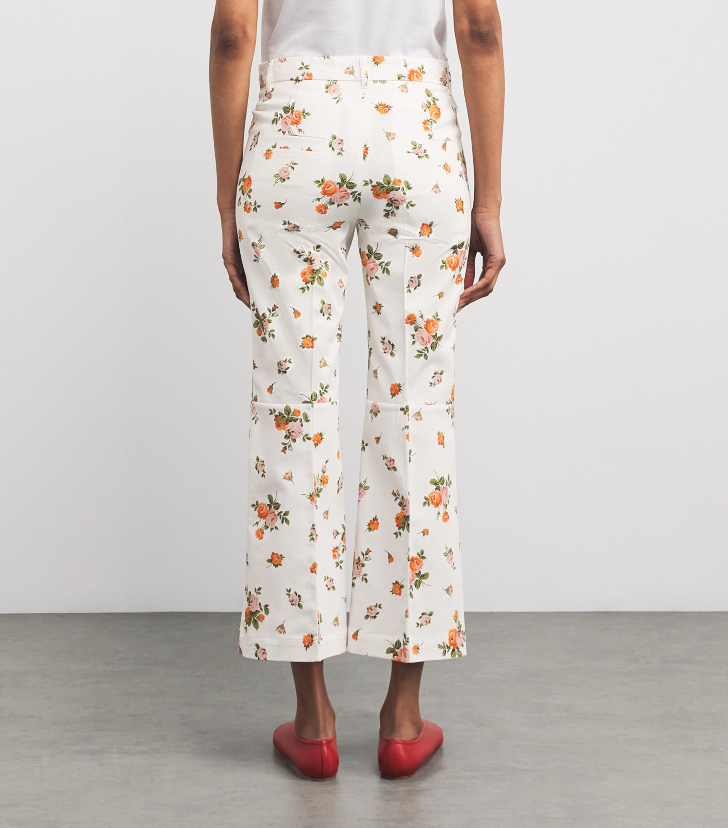 Stretch-Cotton Floral Trousers WHITE Image 4