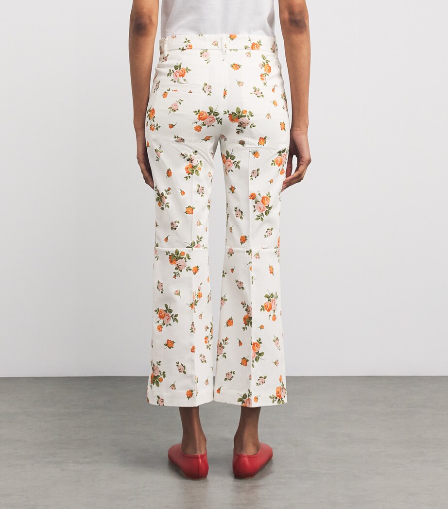 Stretch-Cotton Floral Trousers WHITE Image 4