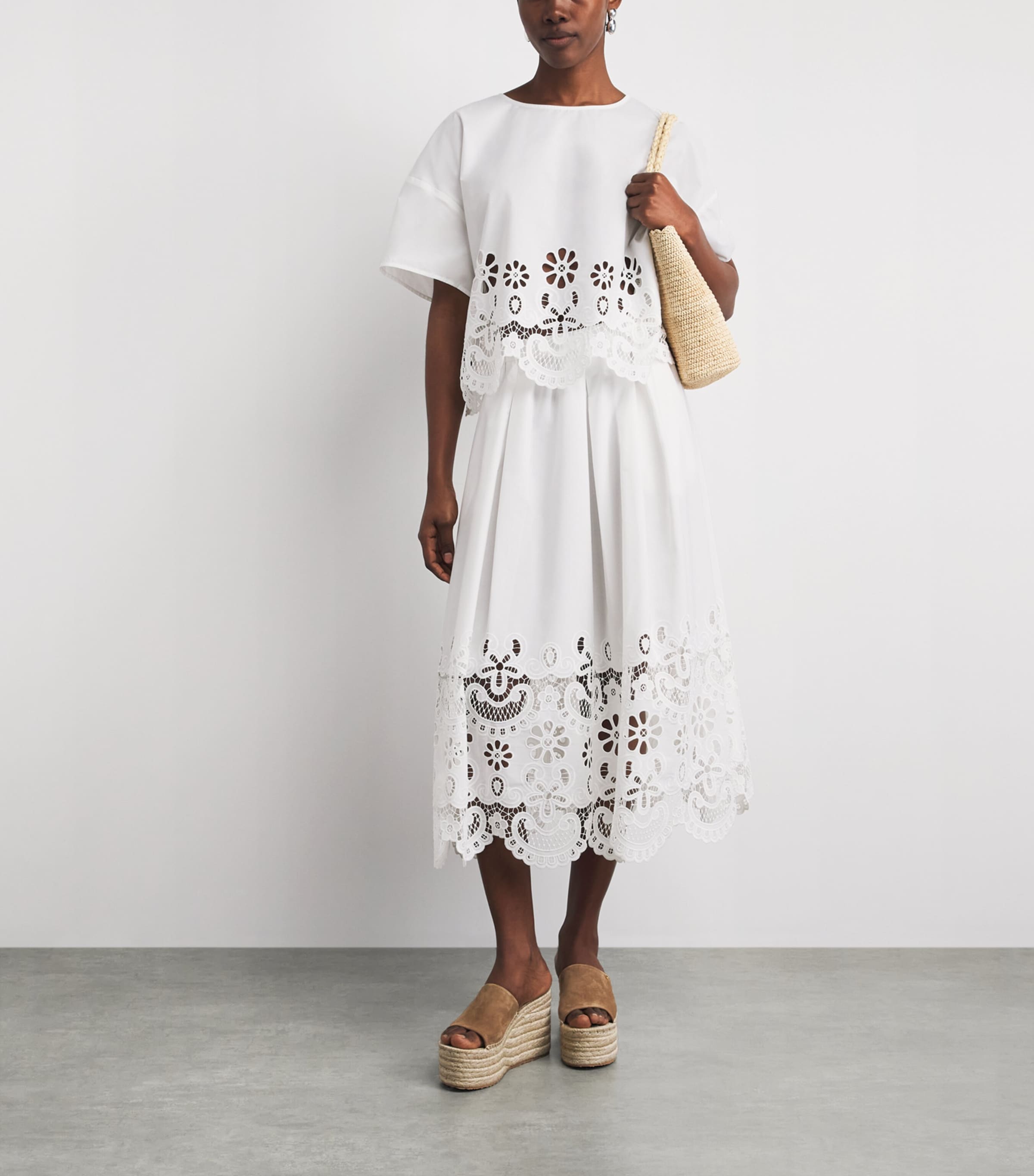 Stylein Womens Embroidered Jorah Midi Skirt White Image 2