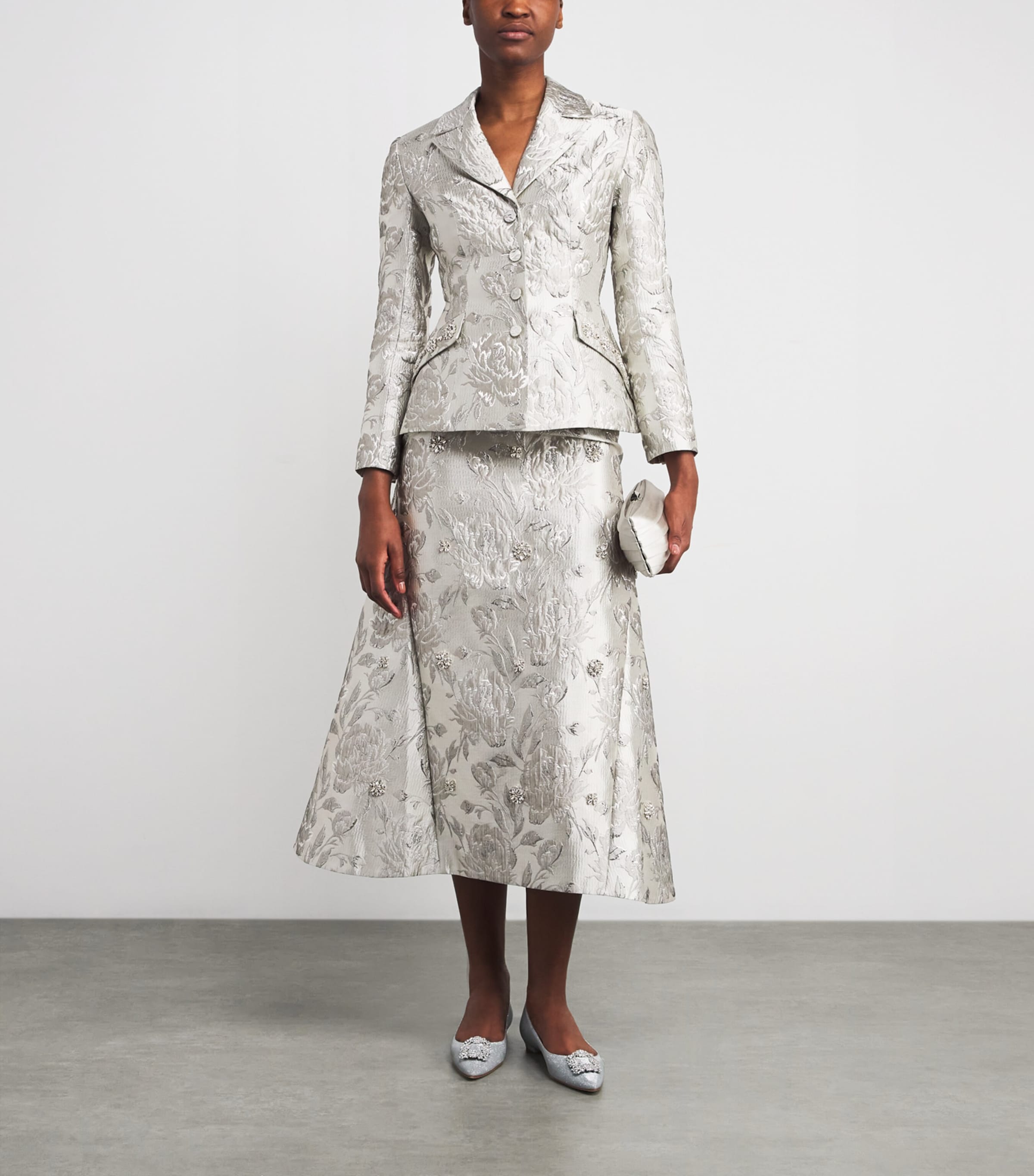 Jacquard Vicky Midi Skirt SILVER Image 2