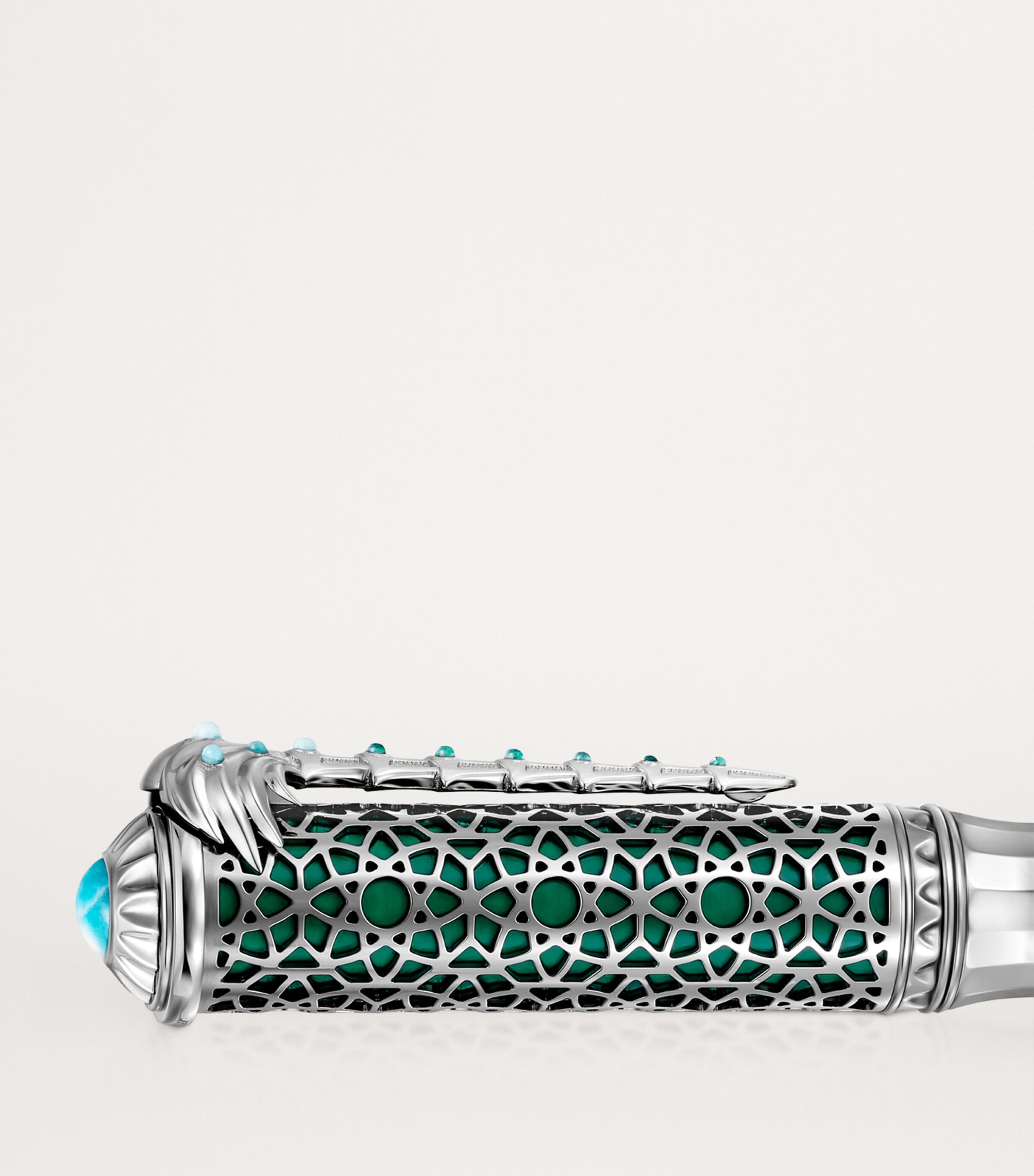 Cartier Sterling Silver, Turquoise and Mother-Of-Pearl Palm Tree Ballpoint Pen Turquoise & Silver Image 9