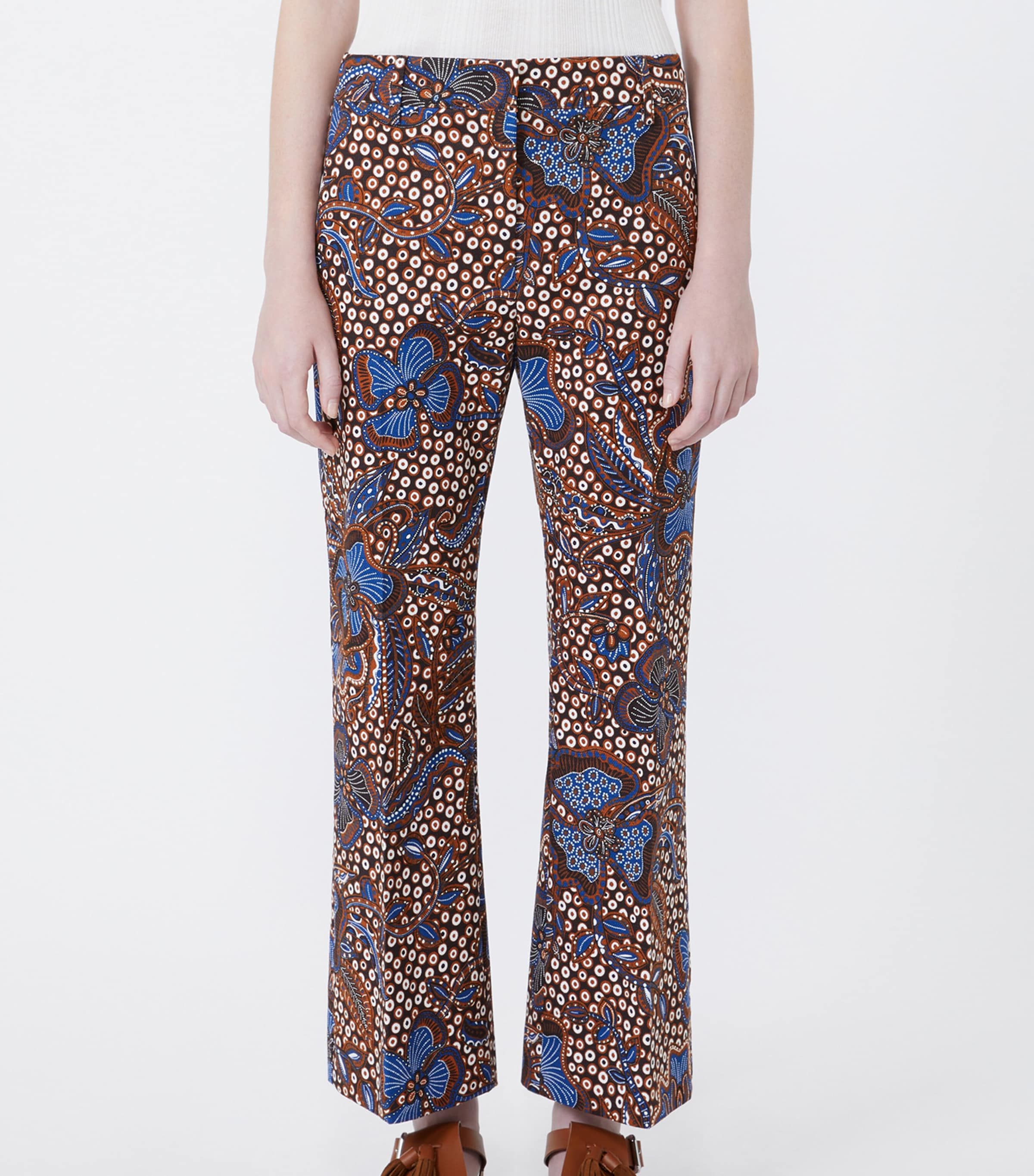 Weekend Max Mara Womens Printed Straight Trousers Tobacco Image 3