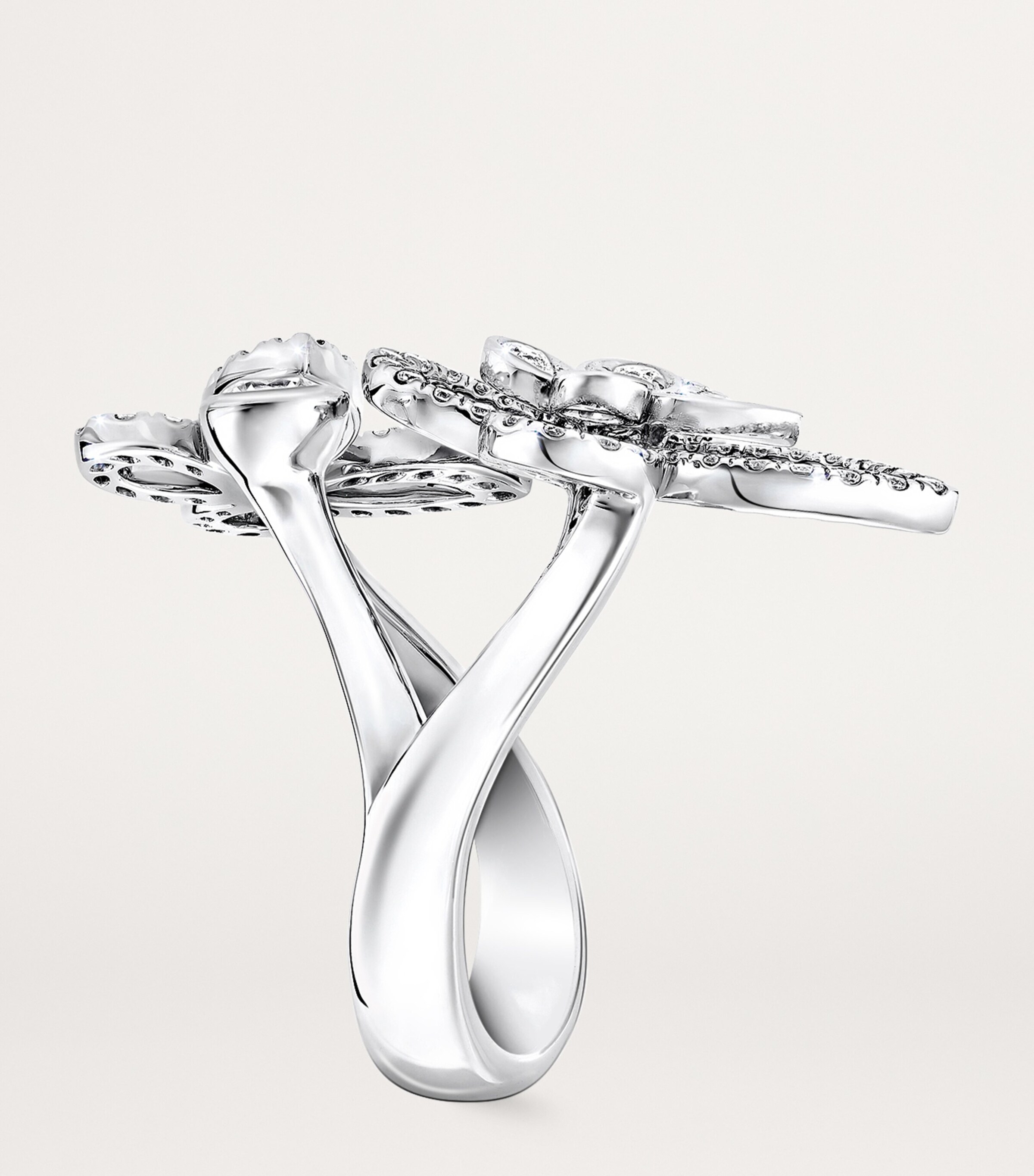 White Gold and Diamond Butterfly Ring WHITE GOLD Image 3