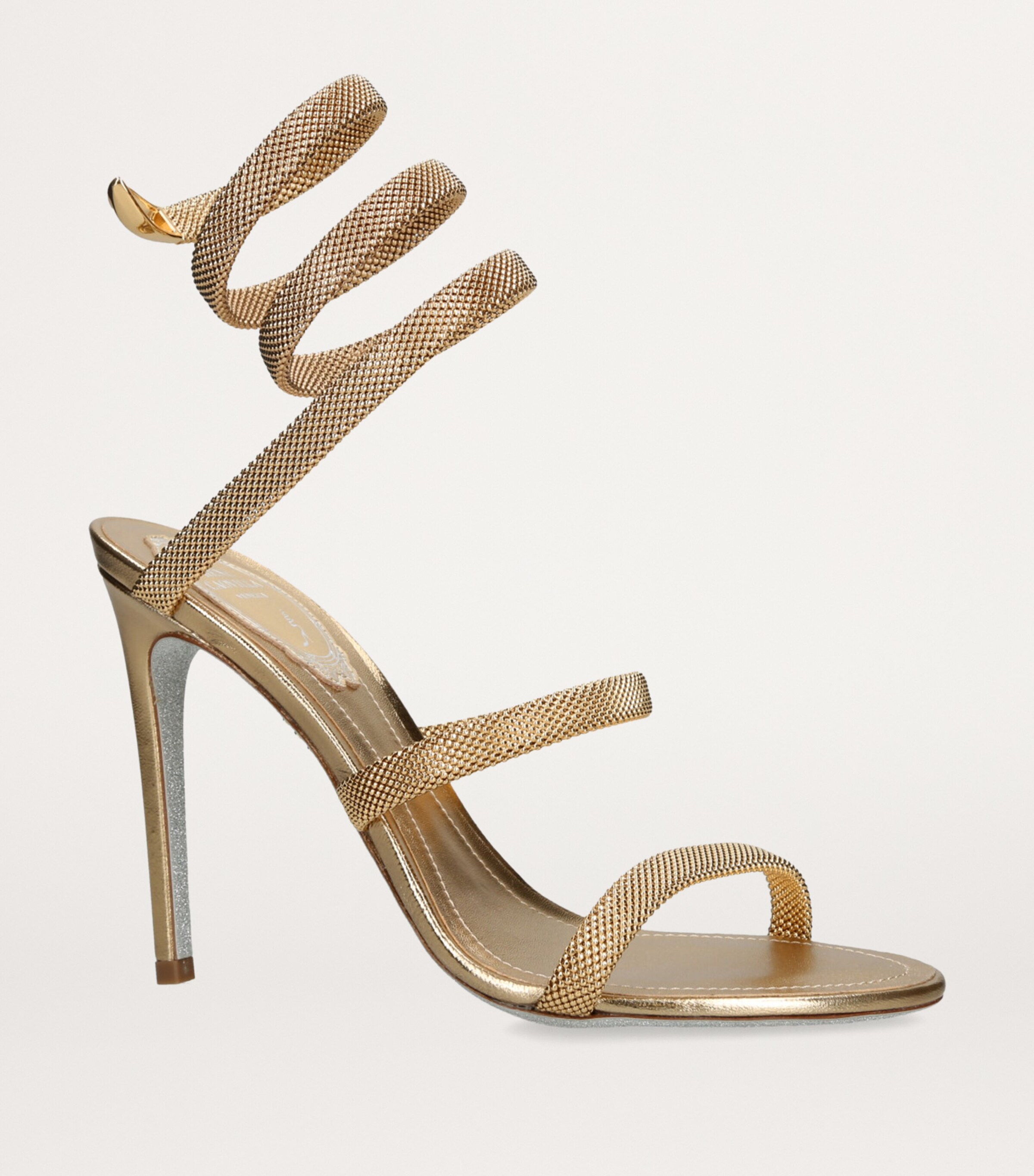 Leather Serpent Heeled Sandals 105 GOLD Image 4