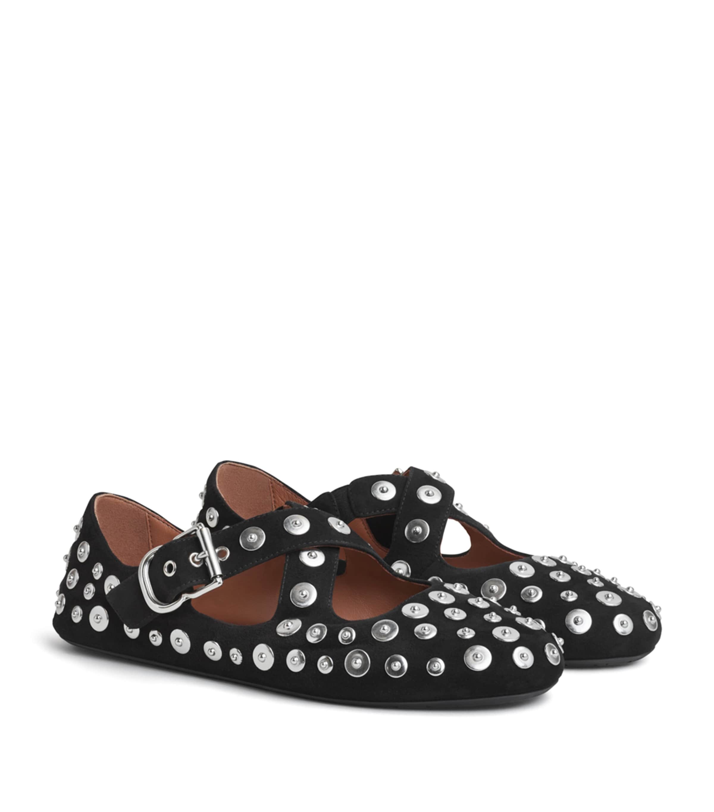Alaïa Suede Rivet Criss-Cross Ballet Flats Black Image 3