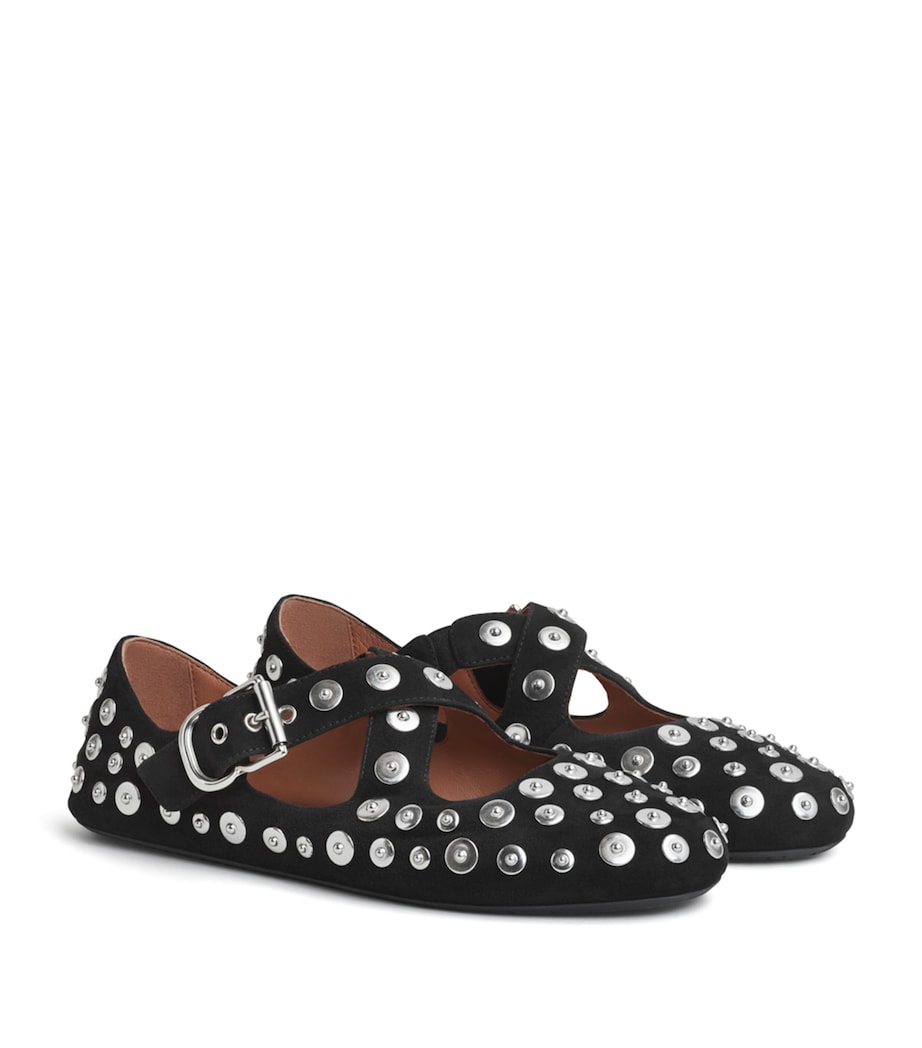 Alaïa Suede Rivet Criss-Cross Ballet Flats Black Image 3