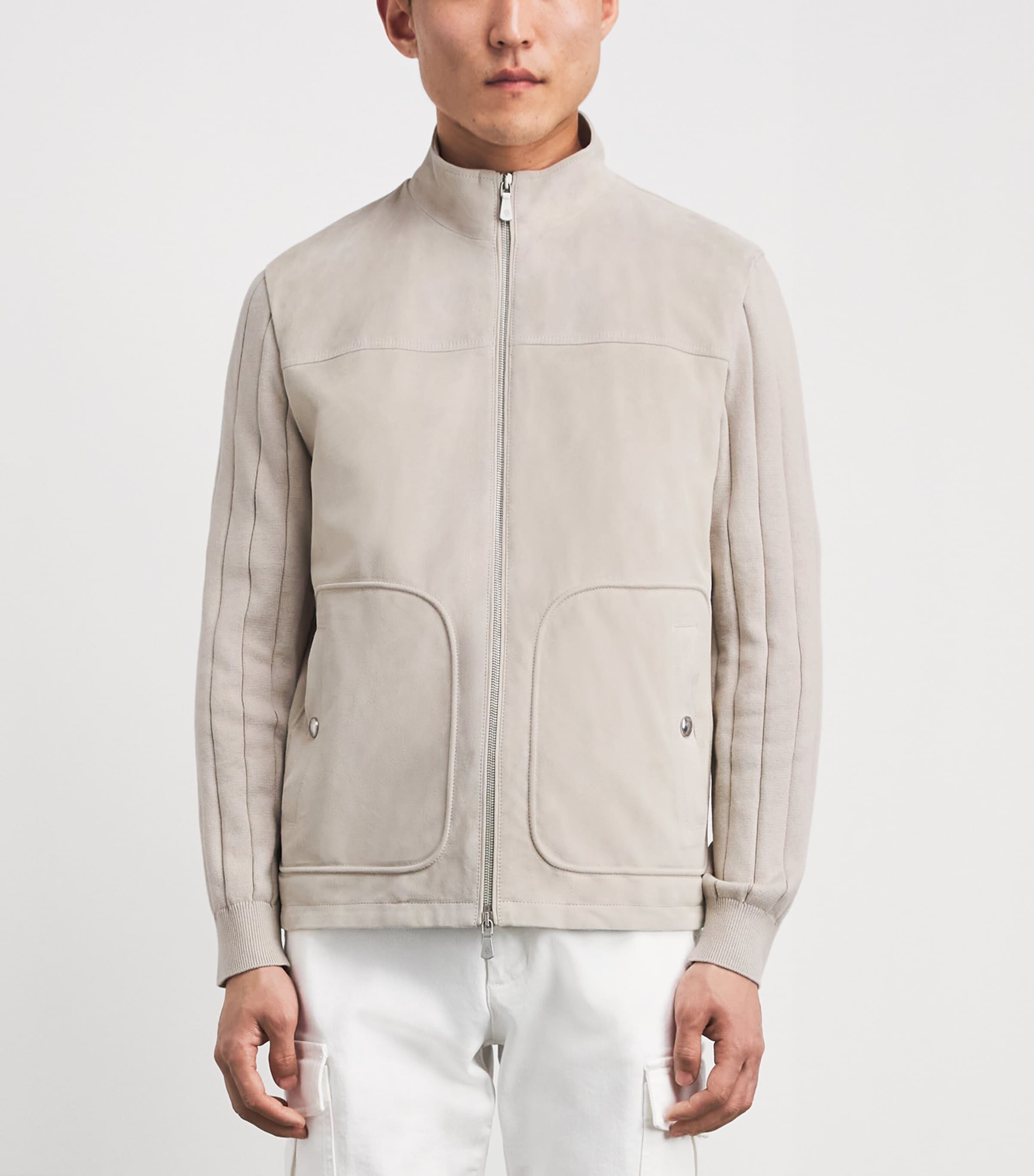 Eleventy Mens Suede Bomber Jacket Sabbia E Sabbia Image 4
