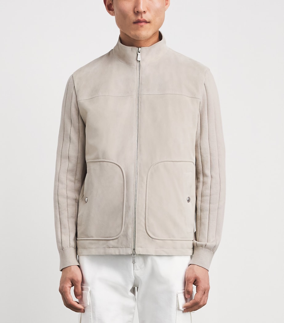 Eleventy Mens Suede Bomber Jacket Sabbia E Sabbia Image 4
