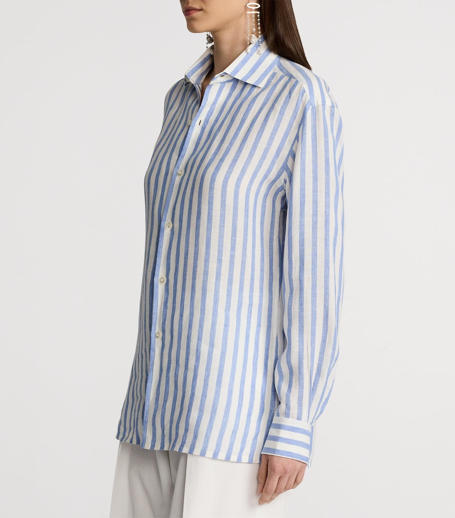 Ralph Lauren Collection Womens Linen Capri Shirt Cream/cornflower Image 5