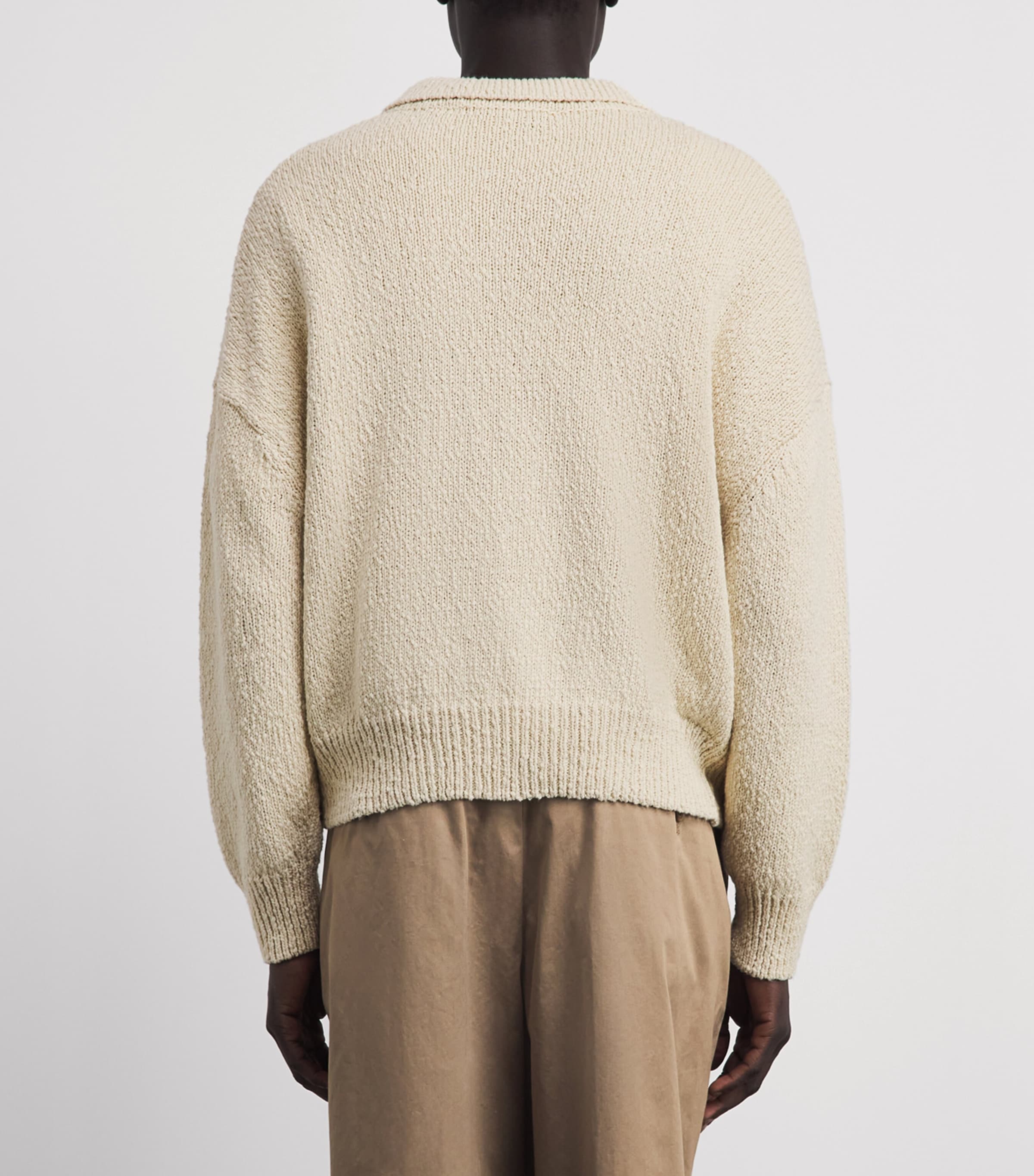 COLE BUXTON Mens Cotton Beach Polo Sweater Vintage White Image 5