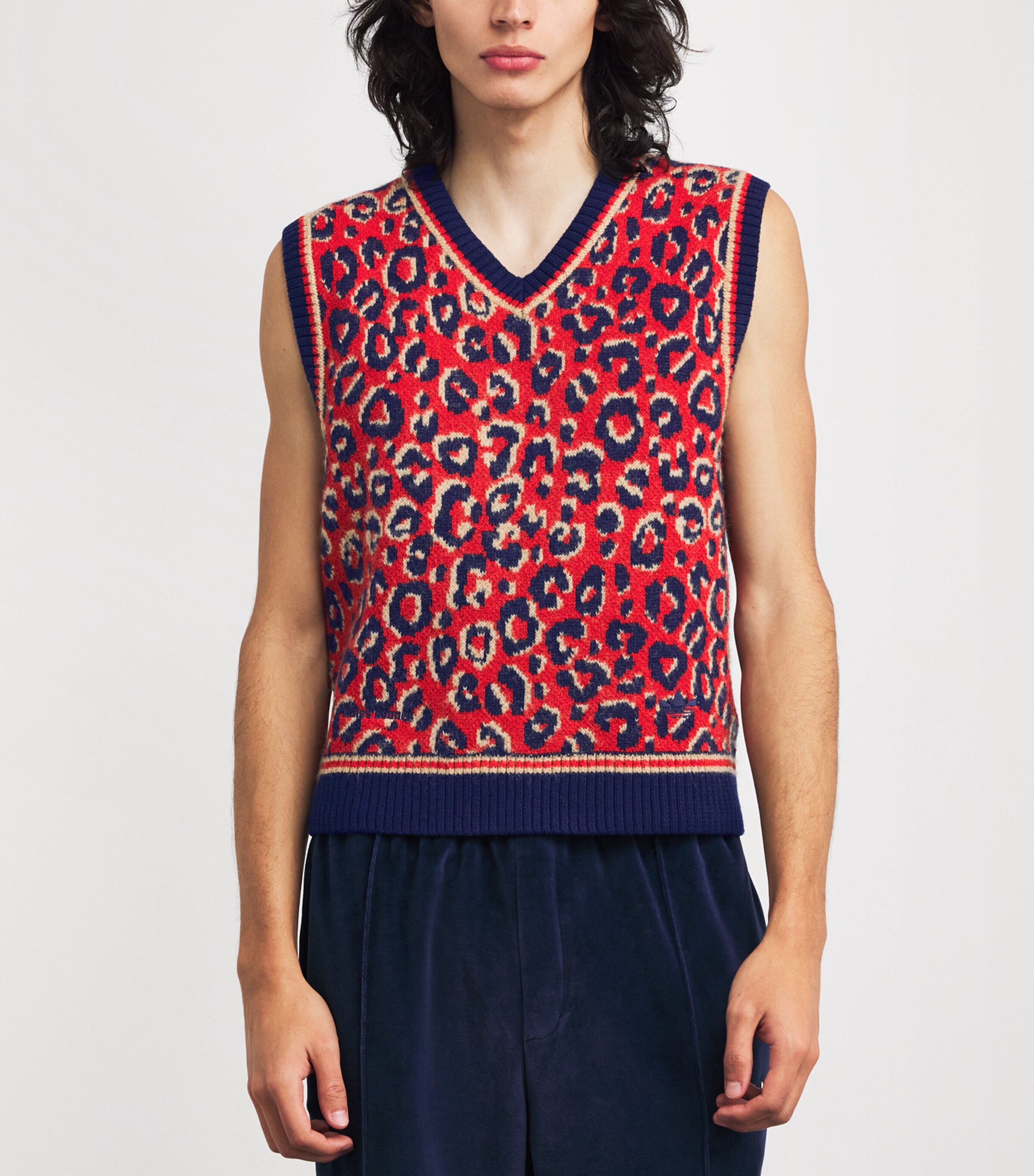x Wales Bonner Leopard Sweater Vest BLUE Image 3