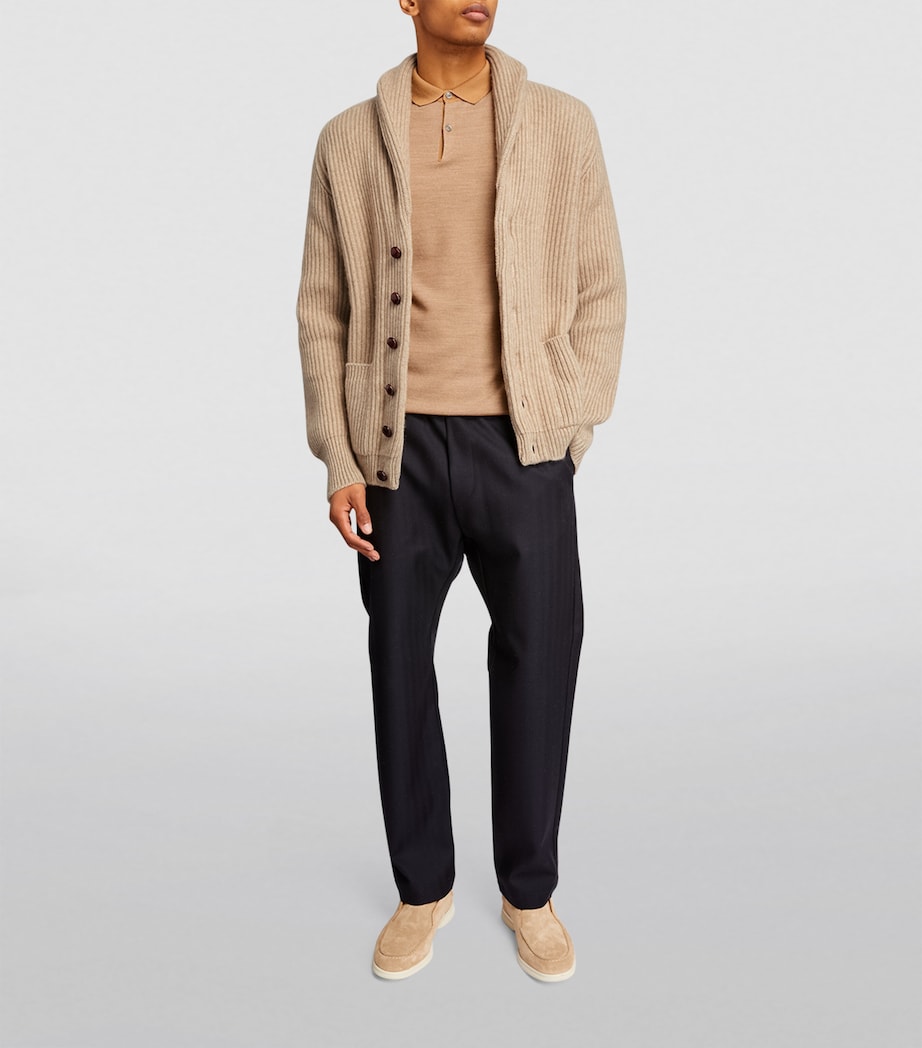 Cashmere Shawl-Collar Cardigan OATMEAL MARL Image 2