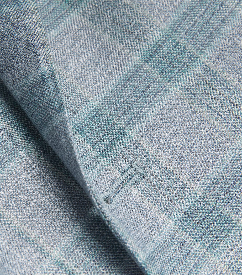 Bamboo Viscose Check Blazer 60VERDE CHIARO Image 5